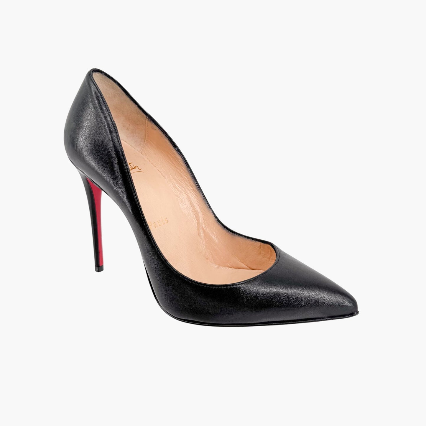 Christian Louboutin Pigalle Follies 100 in Black Shiny Nappa Leather Size 36.5