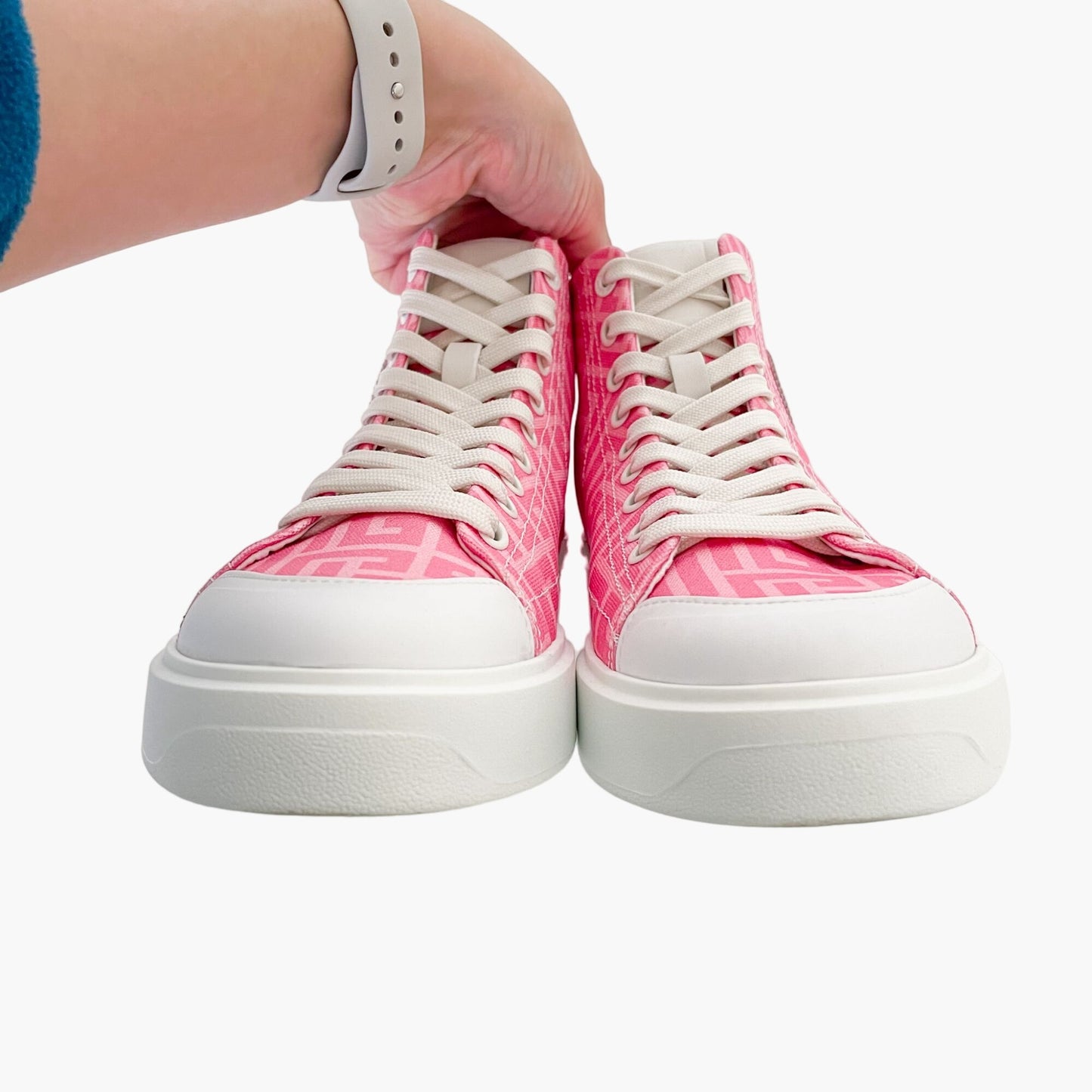 Balmain Barbie B Court Monogram High Top Sneakers Size 36