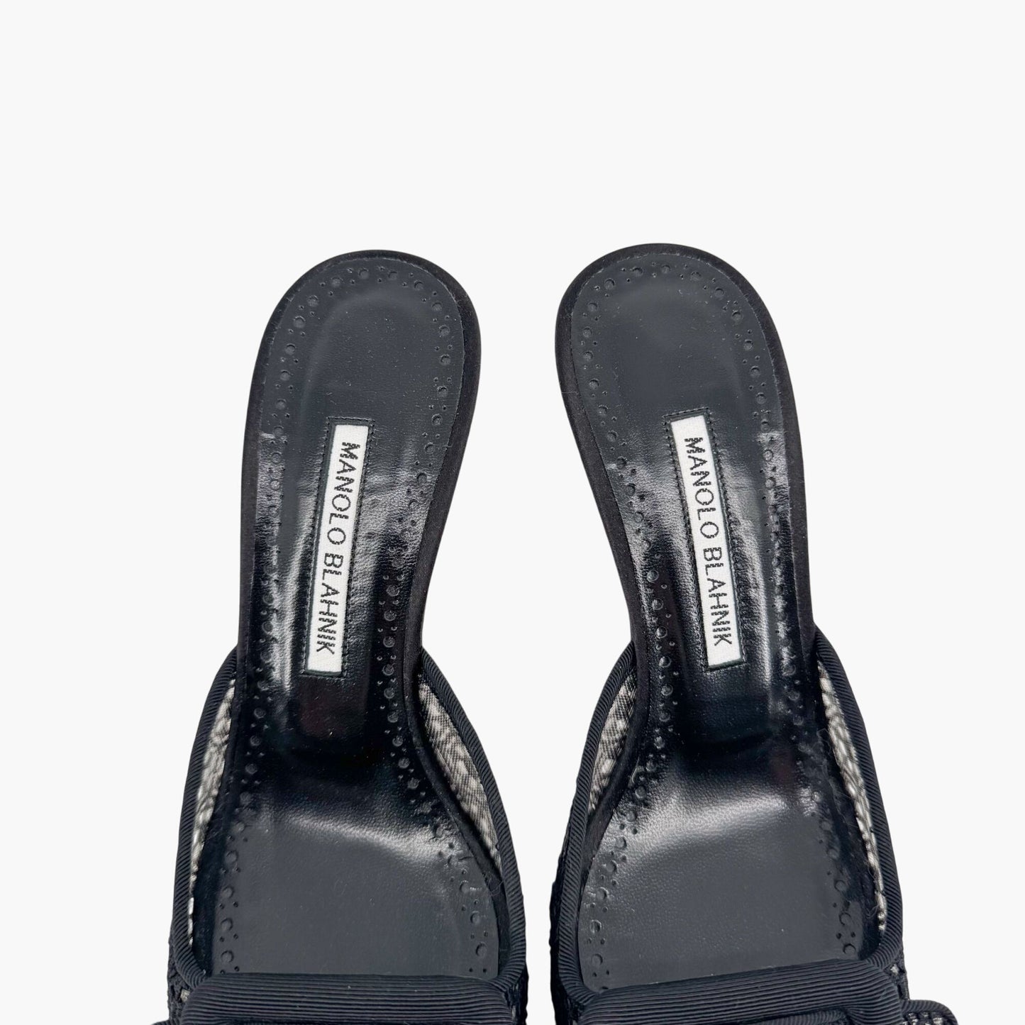 Manolo Blahnik Maysalebi 70 Mules in Black Lace with Buckle – Size 38