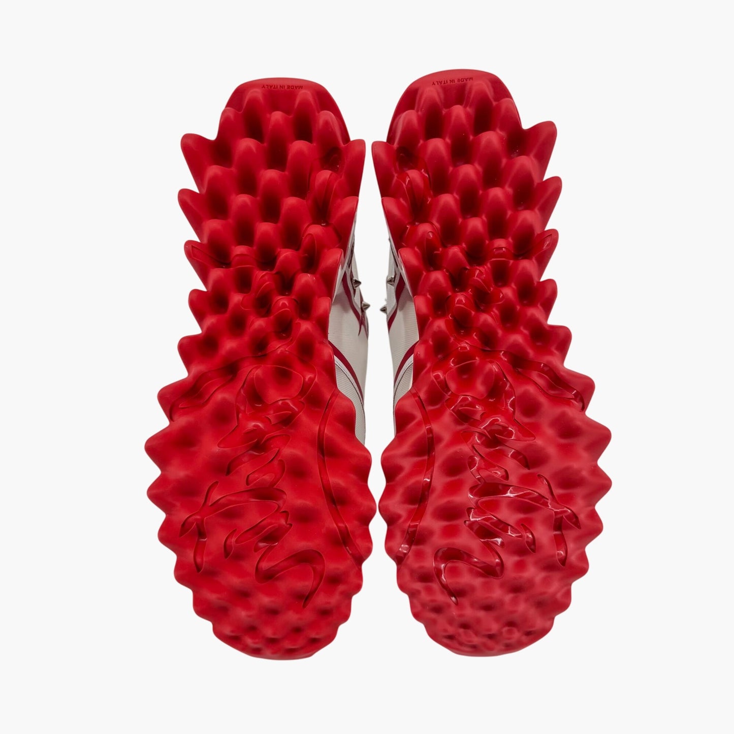 Christian Louboutin Sharkina Sneakers in White Mesh & Red Patent Leather – Size 39