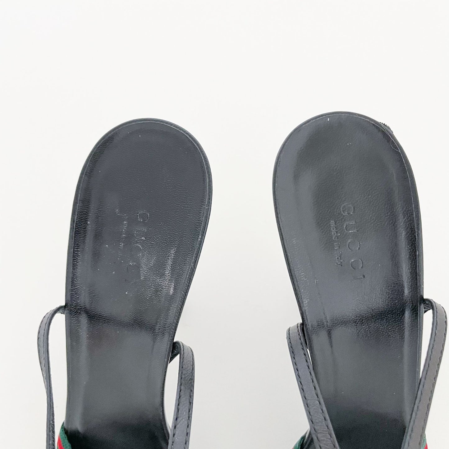 Gucci Mirabelle Knotted Web Stripe Sandals in Black/Green/Red Size 9.5