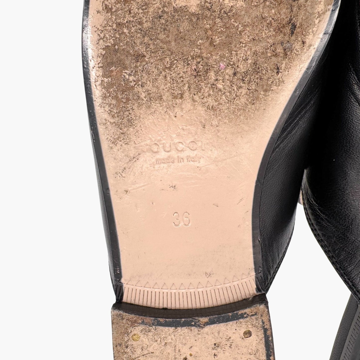 Gucci Princetown Web Stripe Horsebit Loafer Mules in Black Leather Size 36