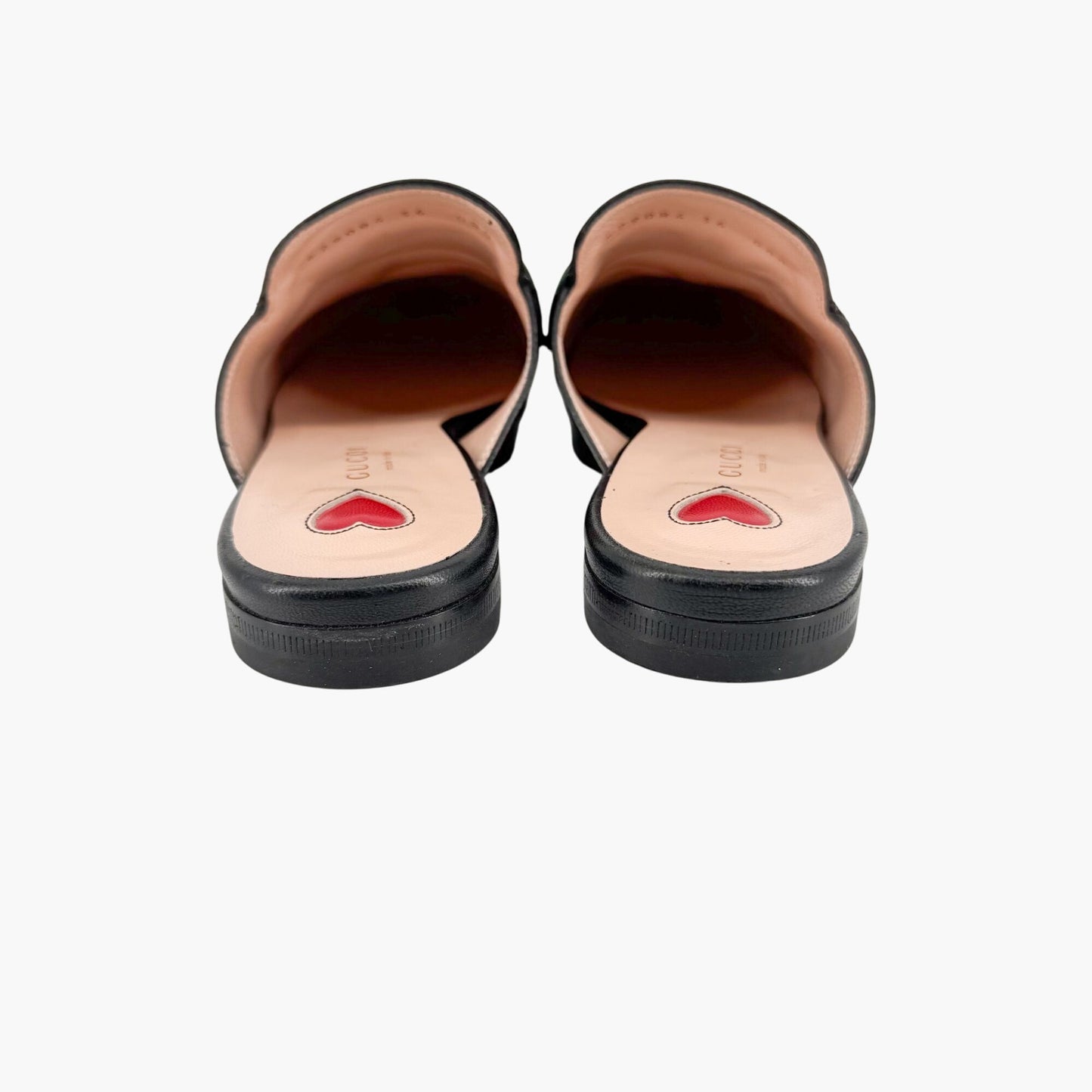 Gucci Princetown Web Stripe Horsebit Loafer Mules in Black Leather Size 36