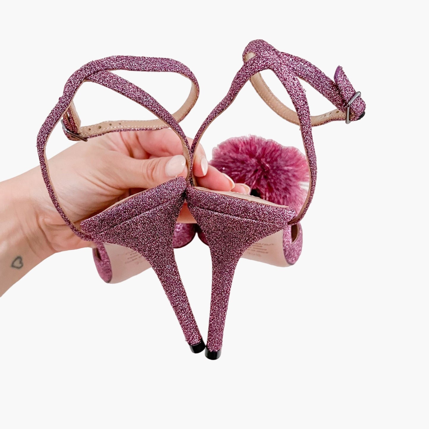 Aquazzura Powder Puff 85 Slingback Pumps in Pink Lurex Size 39.5