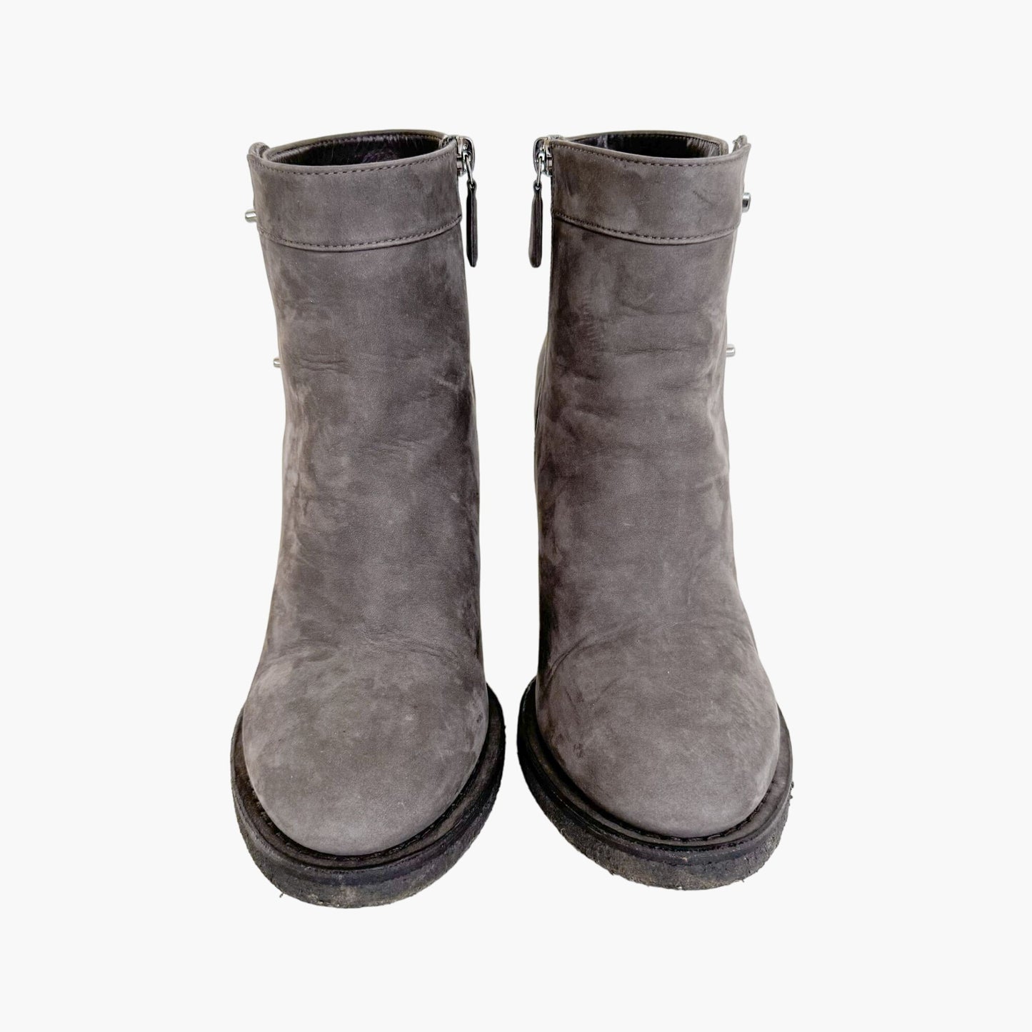 Chanel CC Turnlock Ankle Boots in Grey Suede Size 38
