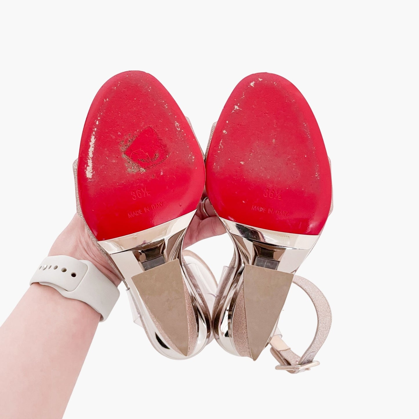 Christian Louboutin Levitalo 100 in Courtisane Glitter Mini/PVC Size 36.5