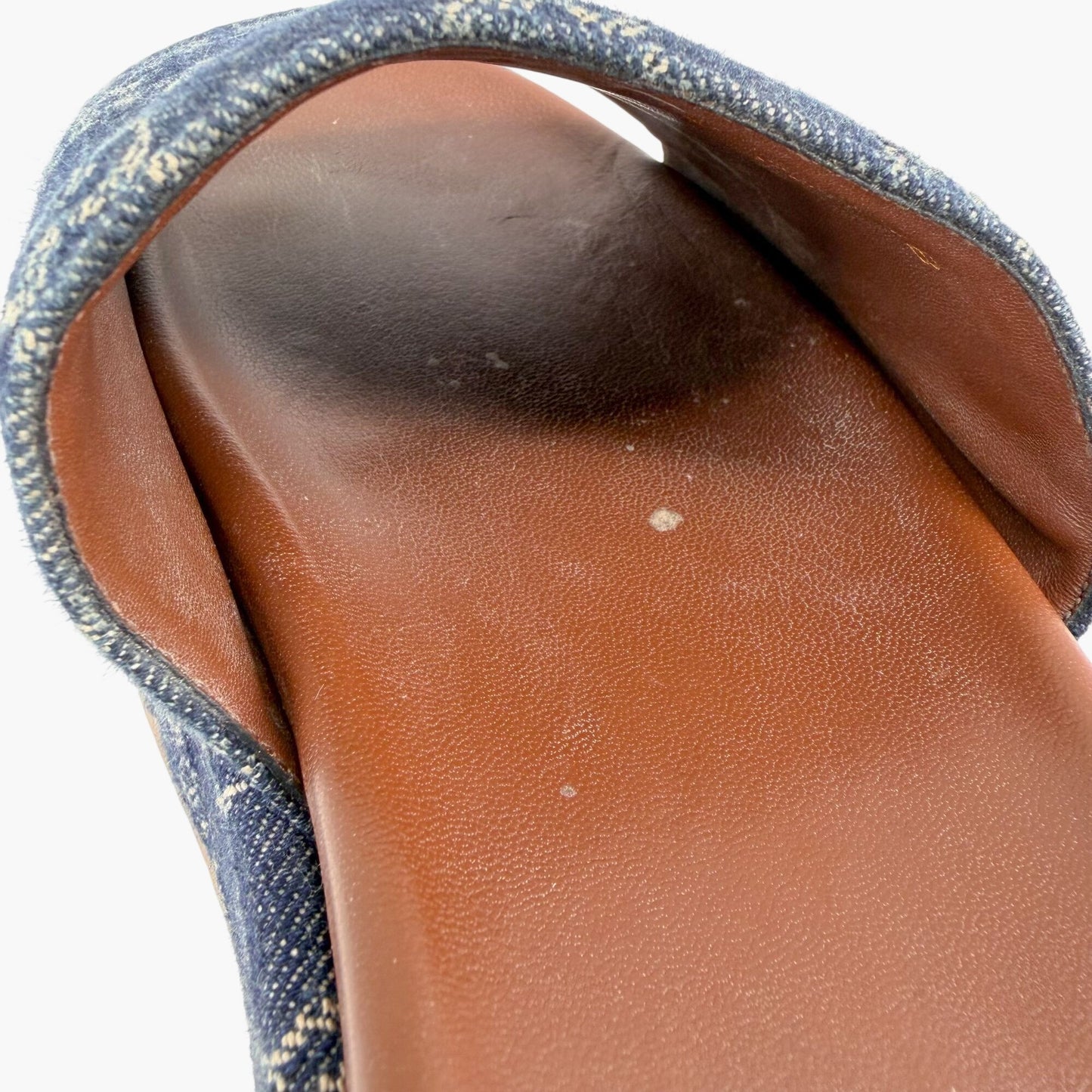 Gucci Angelina Platform Slide Sandals Blue GG Denim Size 38