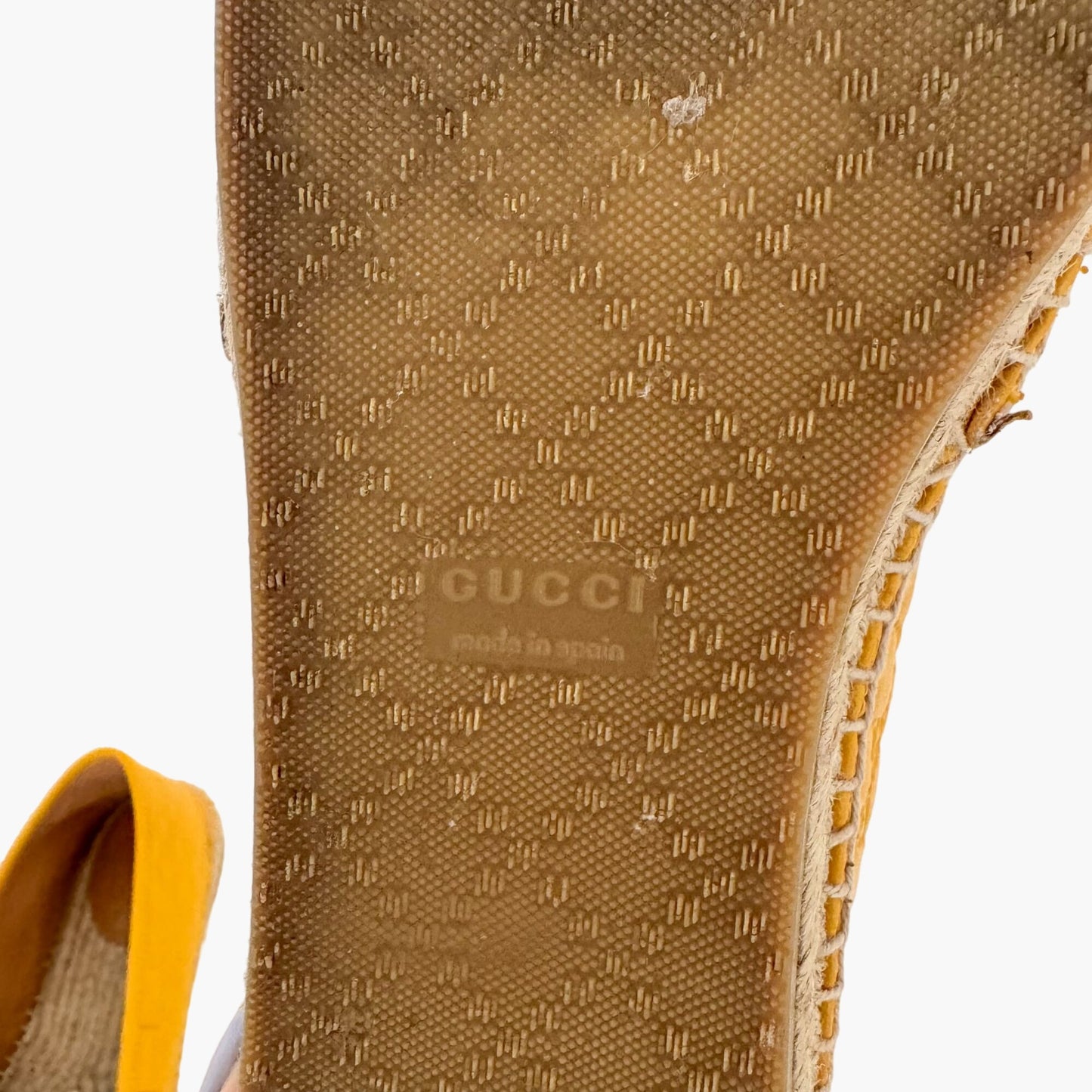 Gucci Monogram Espadrille Flats in Buttercup Yellow Microguccissima GG Leather Size 38