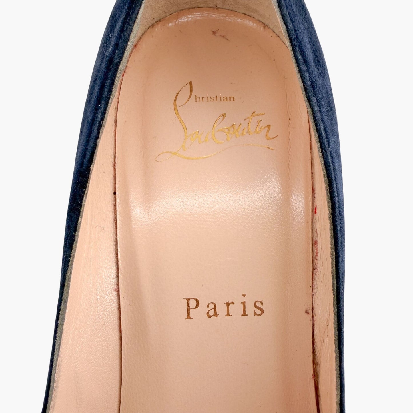 Christian Louboutin Pigalle Follies 100 Pumps Navy Suede Size 36.5