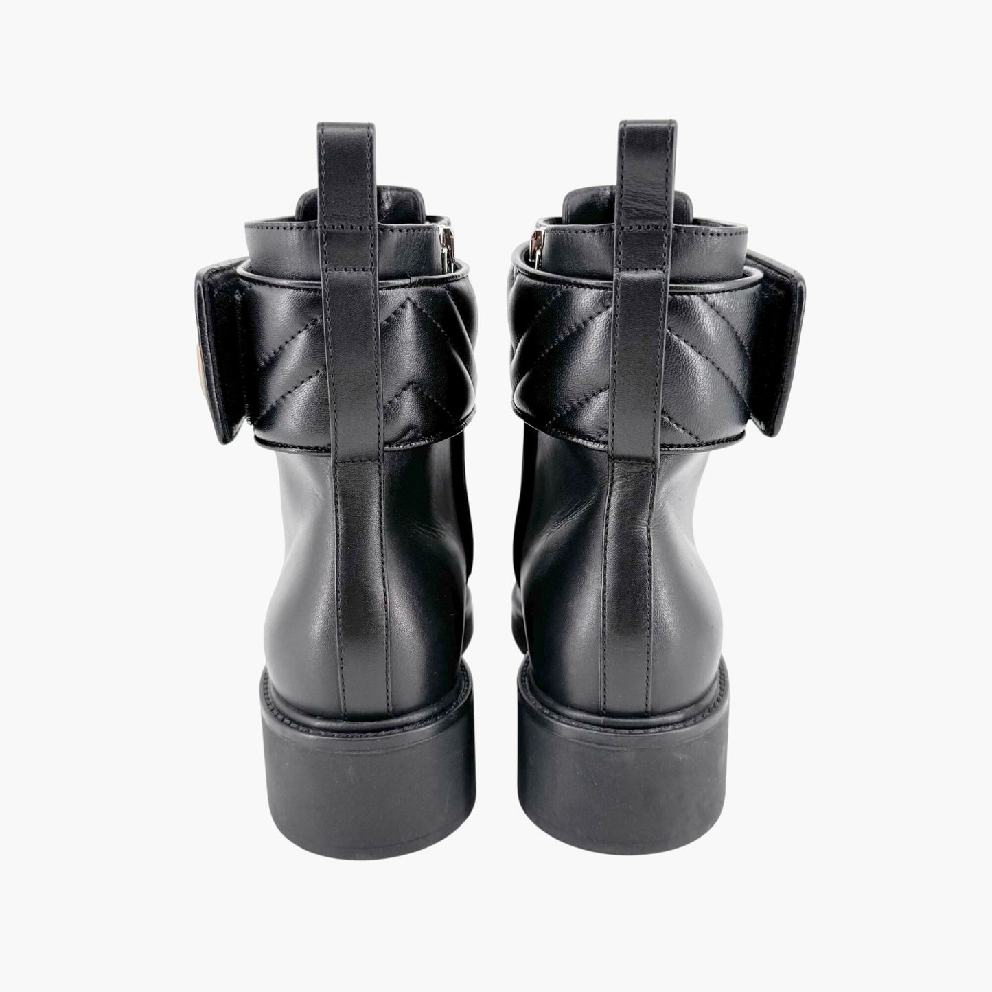 Gucci Marmont GG Lace Up Combat Boots in Black Leather Size 37