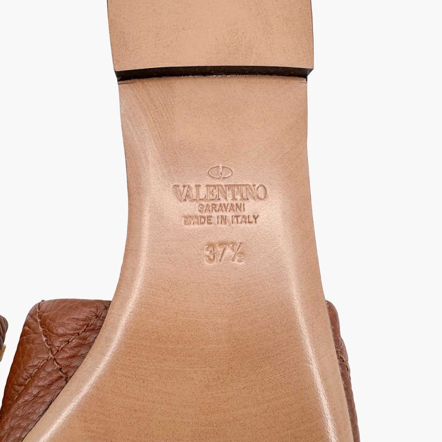 Valentino Garavani Roman Stud Slide Sandals in Brown Leather – Size 37.5