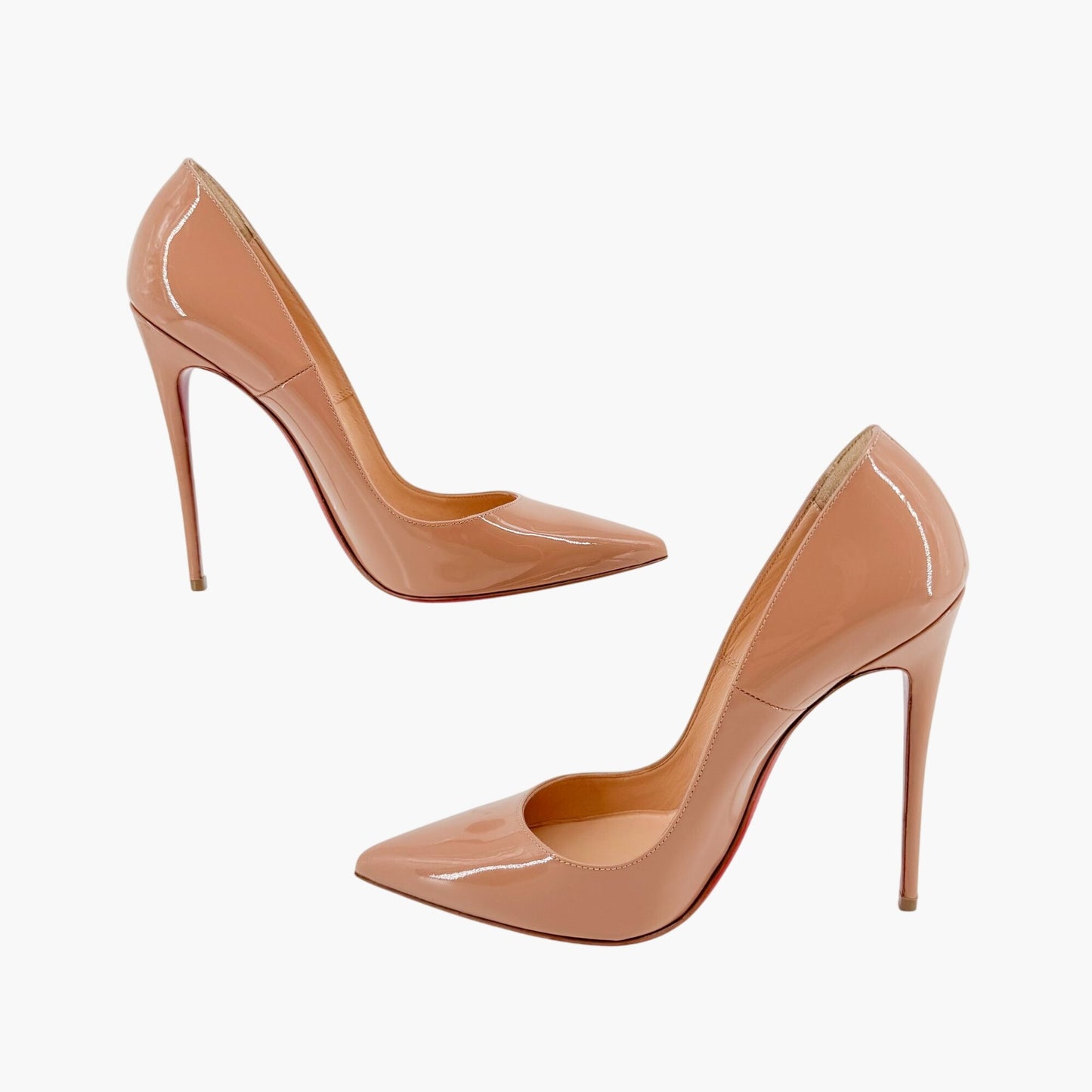 Christian Louboutin So Kate 120 Pumps in Nude/Beige Patent Leather Size 39.5