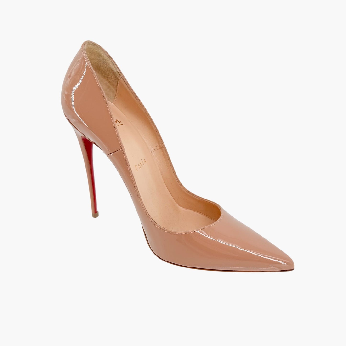Christian Louboutin So Kate 120 Pumps in Nude/Beige Patent Leather Size 39.5