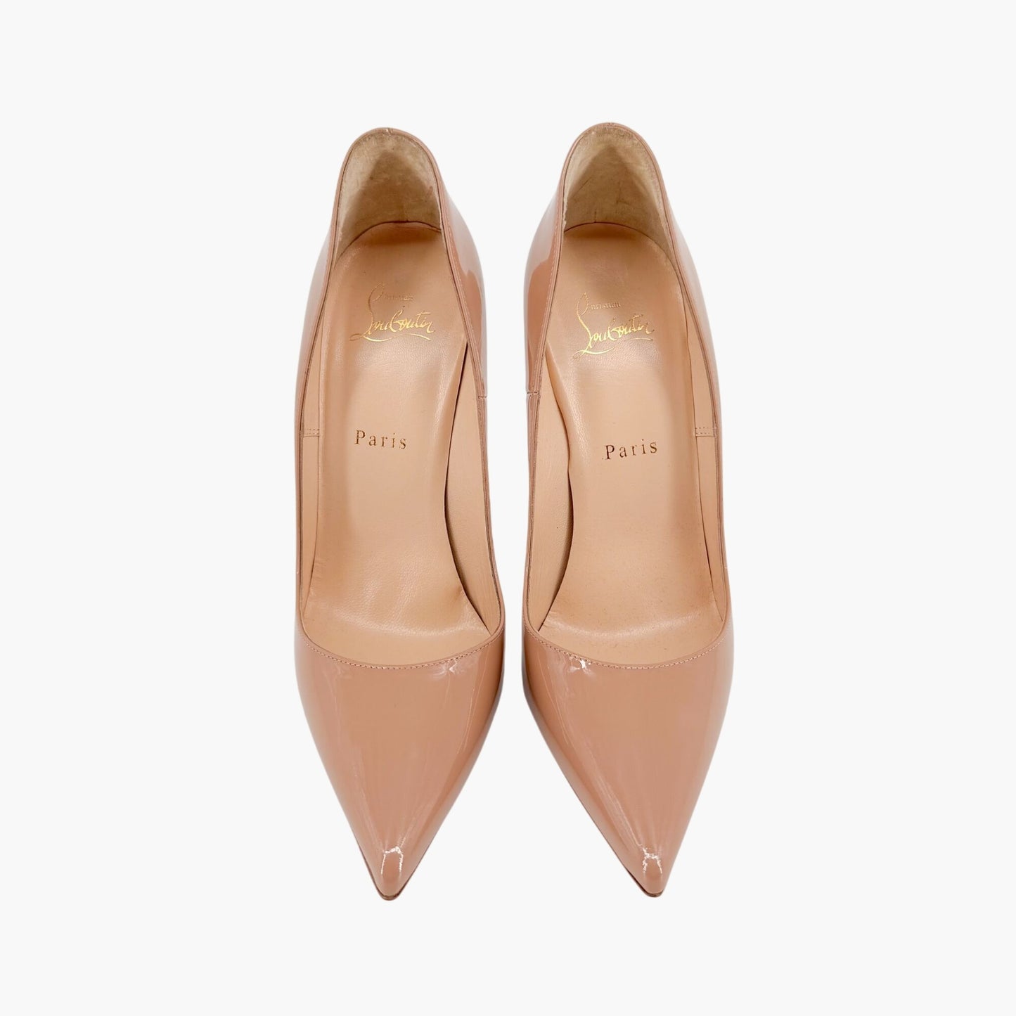 Christian Louboutin So Kate 120 Pumps in Nude/Beige Patent Leather Size 39.5