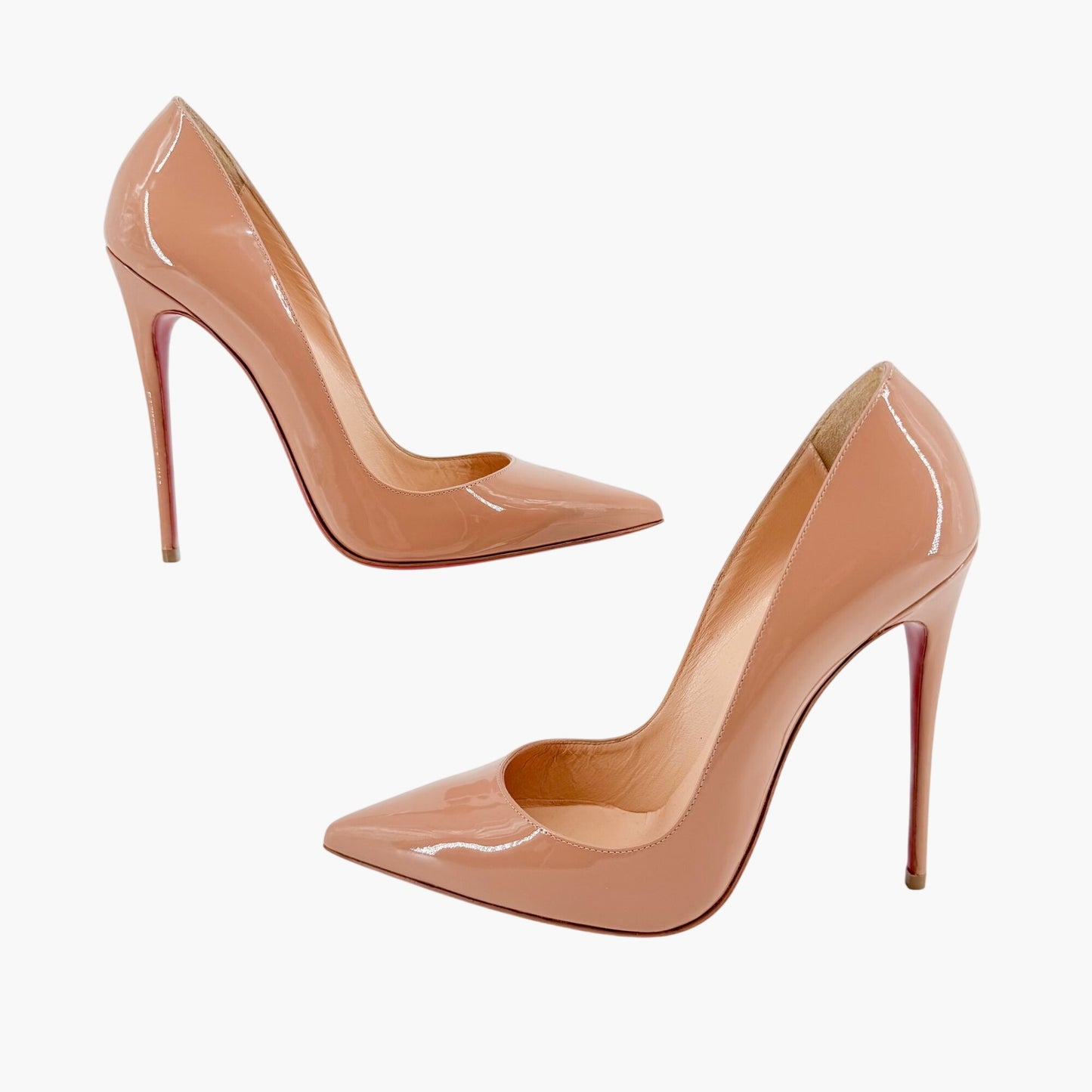 Christian Louboutin So Kate 120 Pumps in Nude/Beige Patent Leather Size 39.5