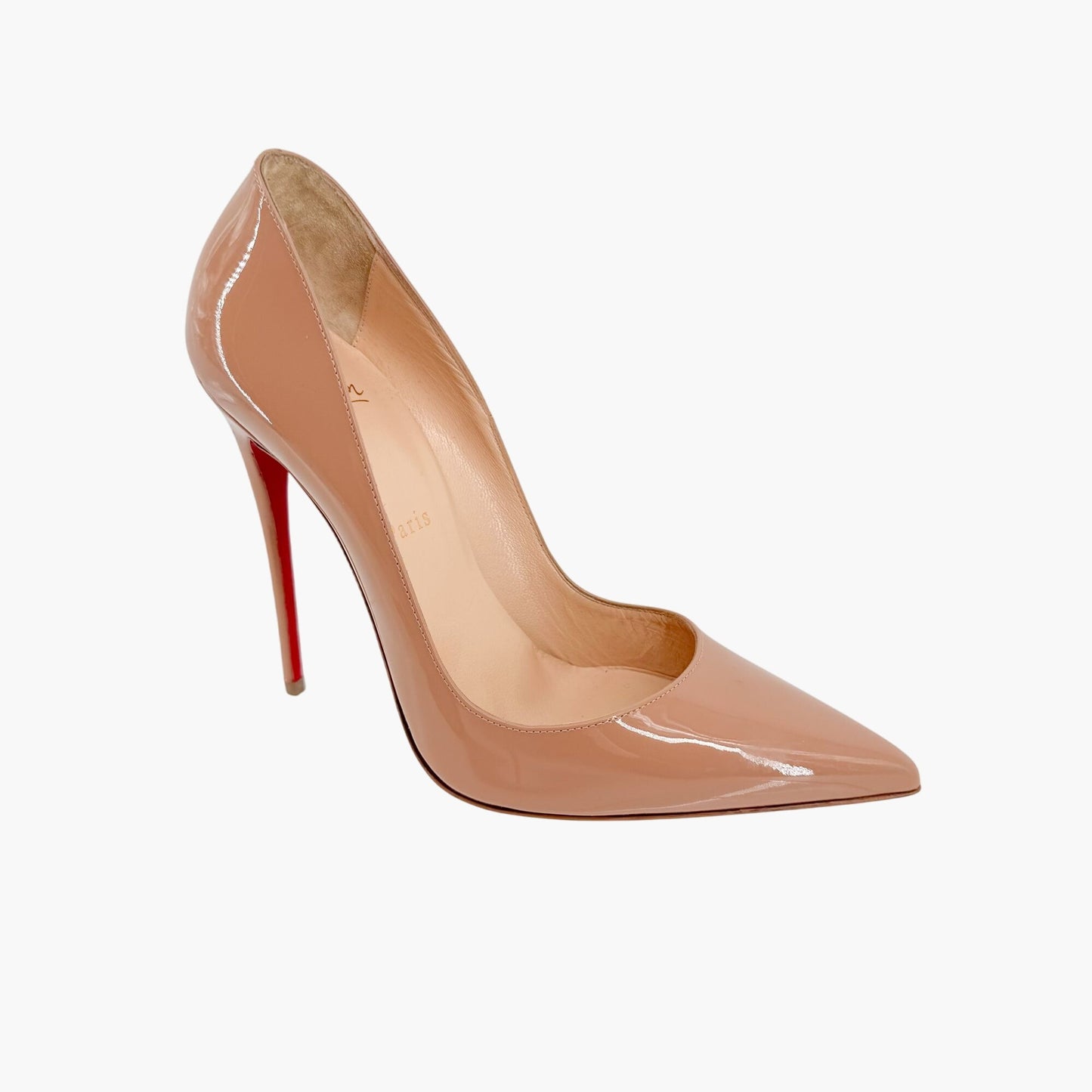Christian Louboutin So Kate 120 Pumps in Nude/Beige Patent Leather Size 39.5