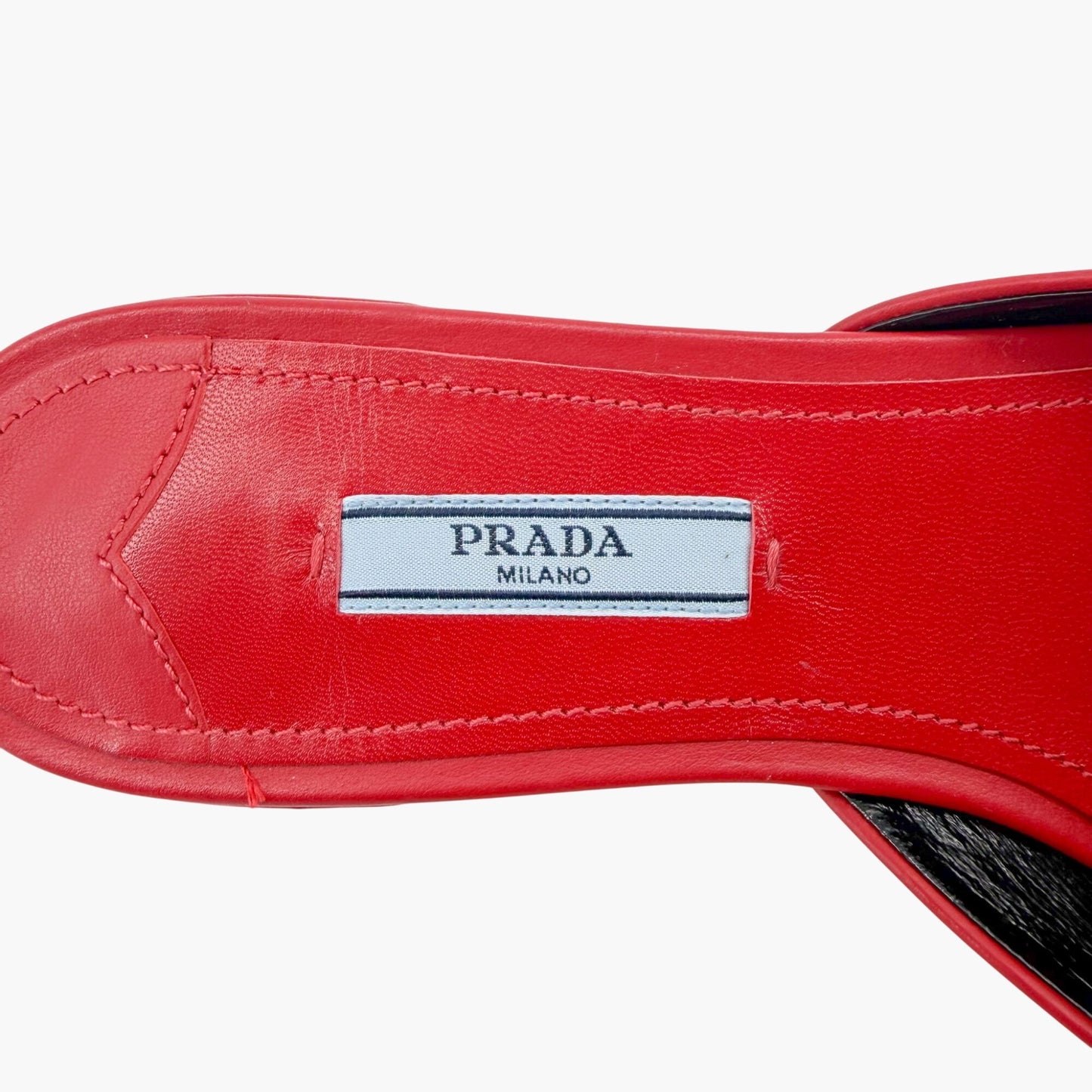 Prada Pointed Bow Mule Flats Red Size 38.5