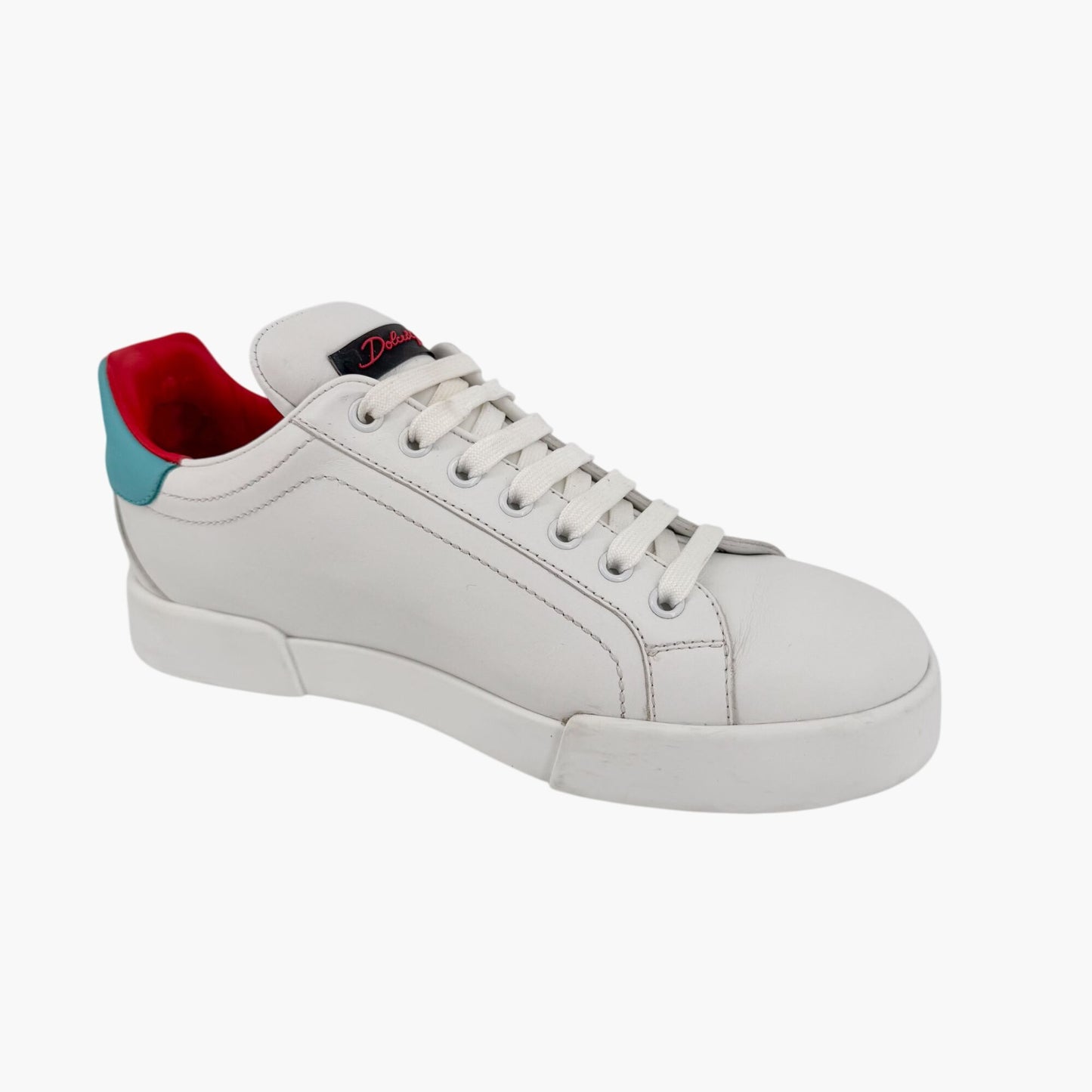 Dolce & Gabbana Portofino Heart Sneakers in White Leather – Size 39.5