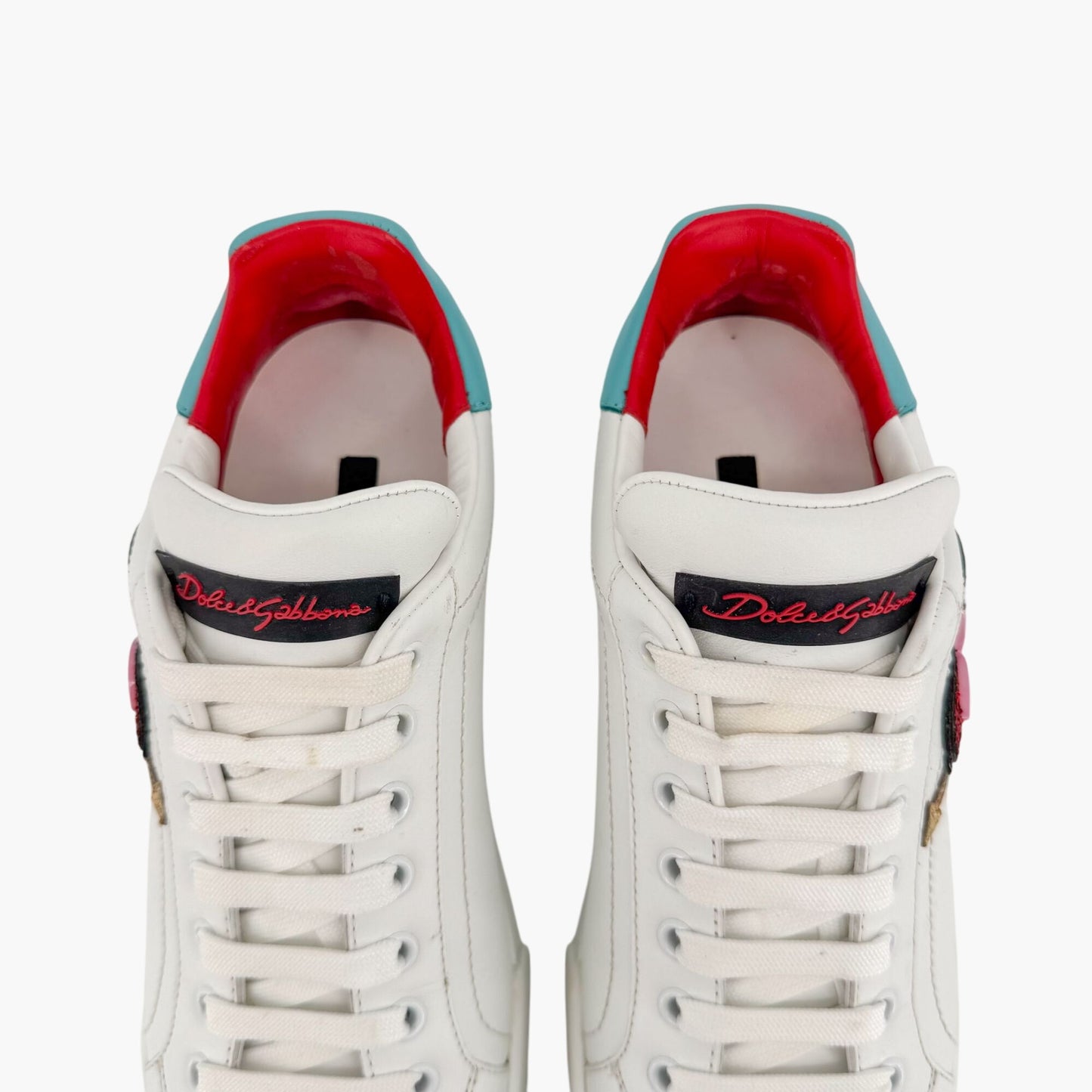 Dolce & Gabbana Portofino Heart Sneakers in White Leather – Size 39.5