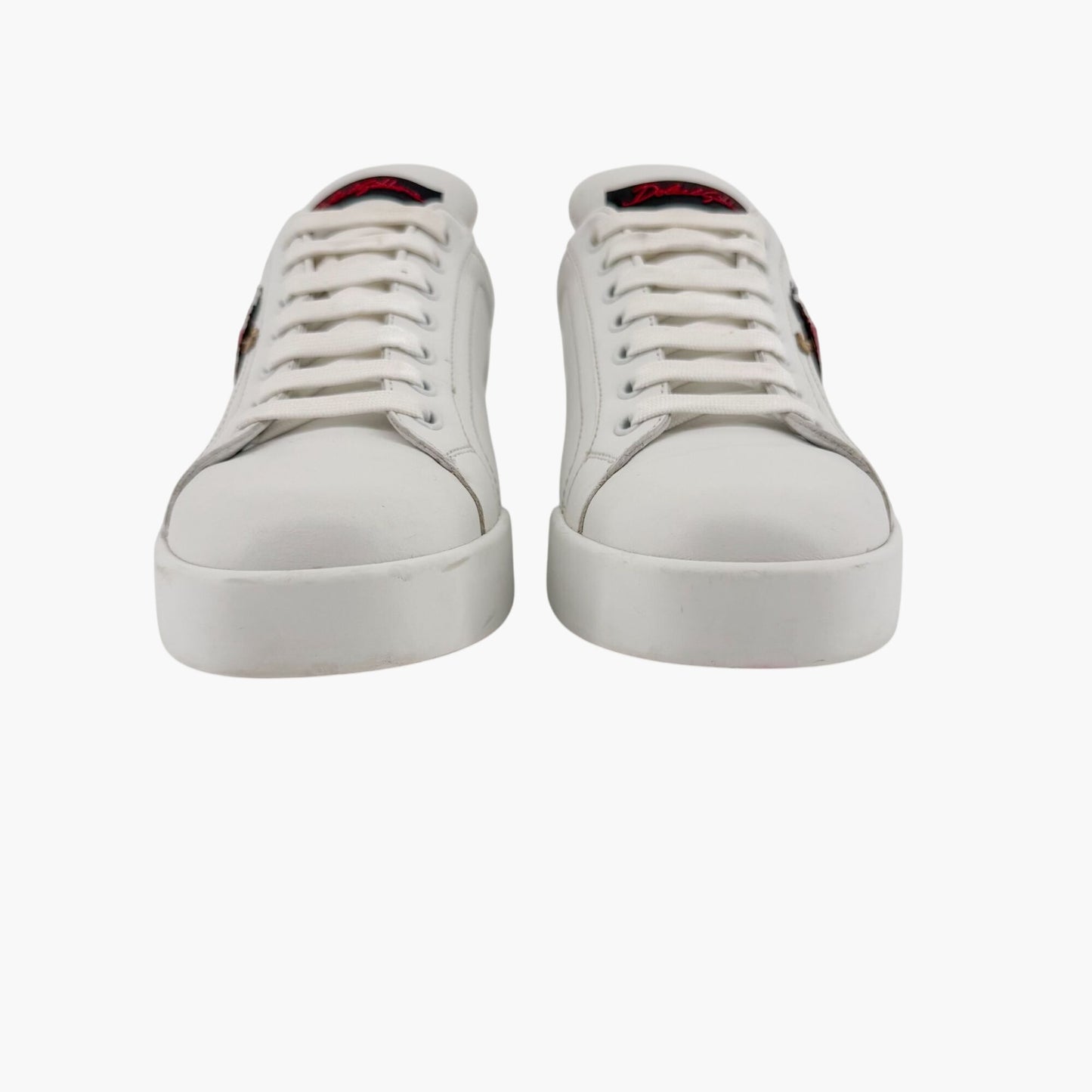 Dolce & Gabbana Portofino Heart Sneakers in White Leather – Size 39.5