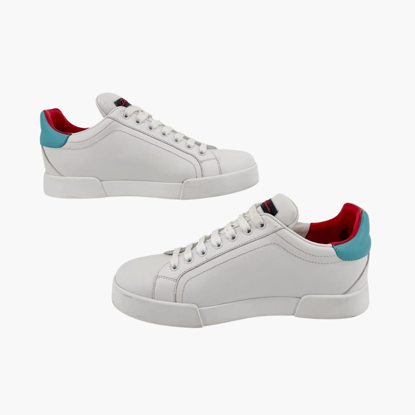 Dolce & Gabbana Portofino Heart Sneakers in White Leather – Size 39.5