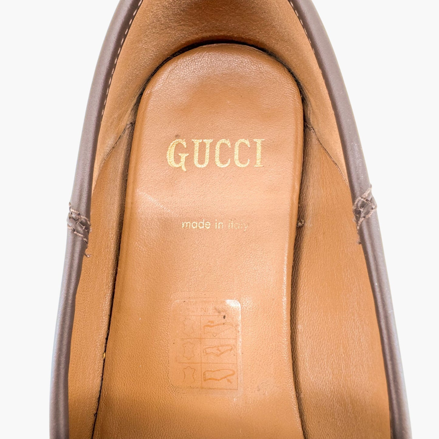 Gucci Brixton Horsebit Loafers in Brown Logo Leather – Size 37.5