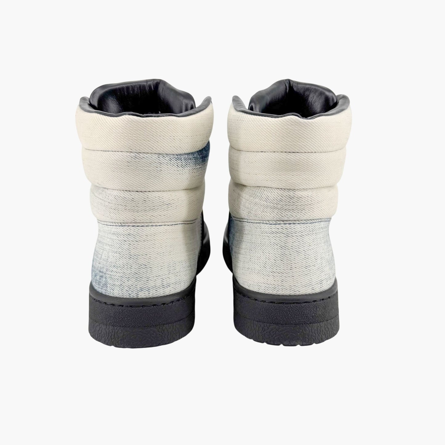 Gucci High Top Denim Sneakers in Washed Marble Denim Size 39