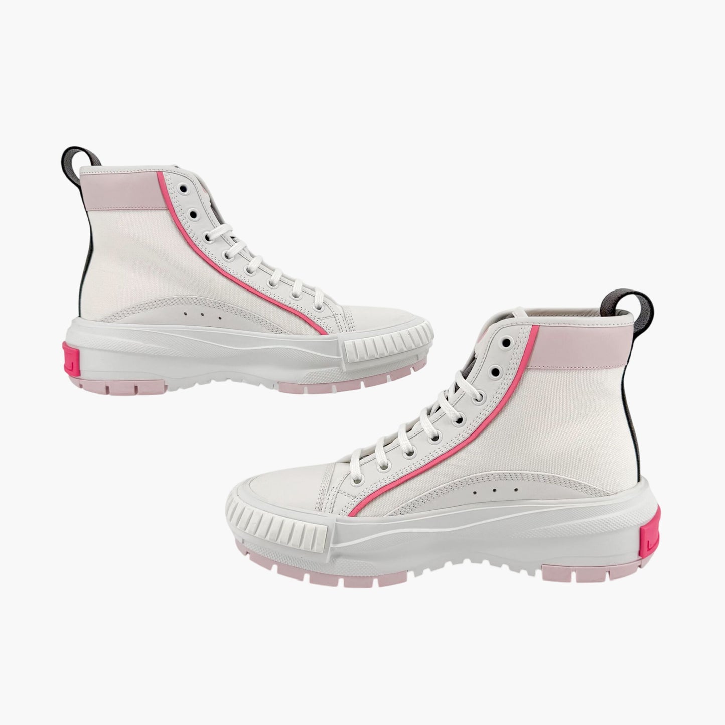 Louis Vuitton Squad Sneaker Boots in White Canvas with Pink Sole – Size 38