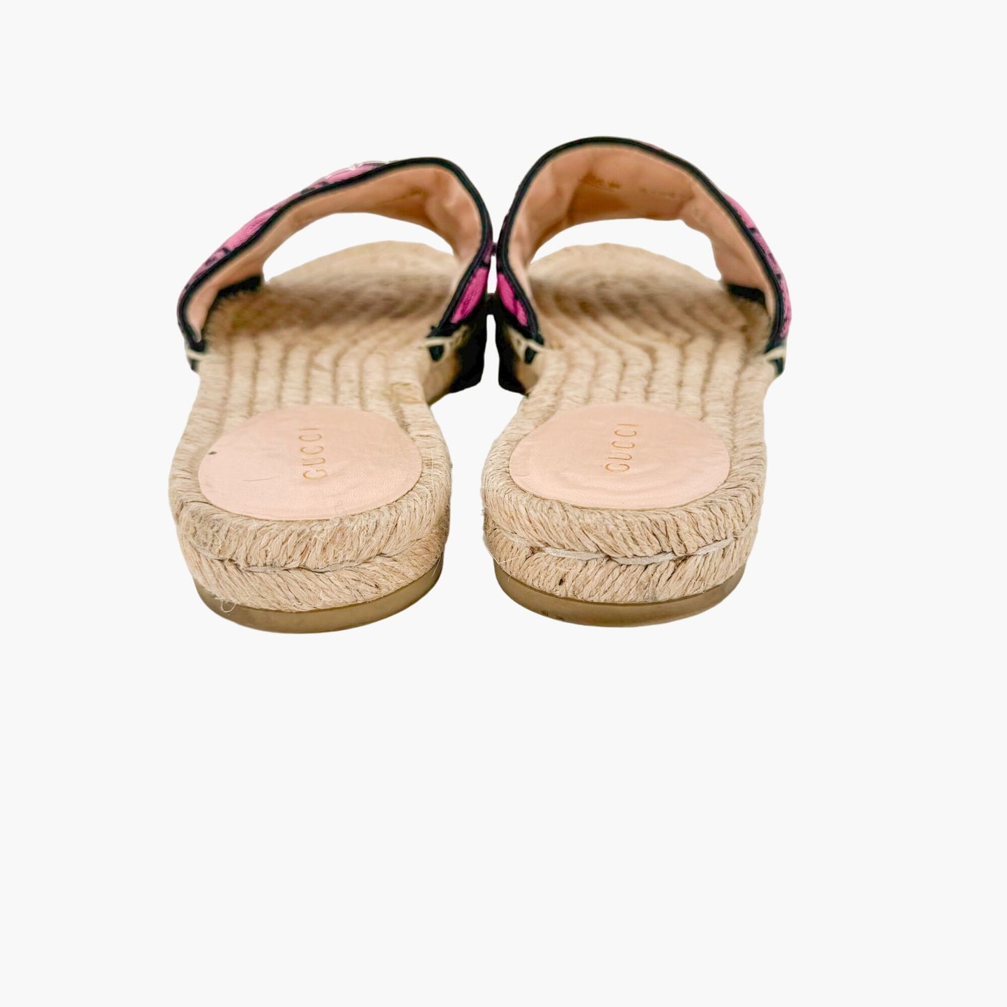 Gucci GG Espadrille Mule Sandals in Pink GG Canvas Size 37.5