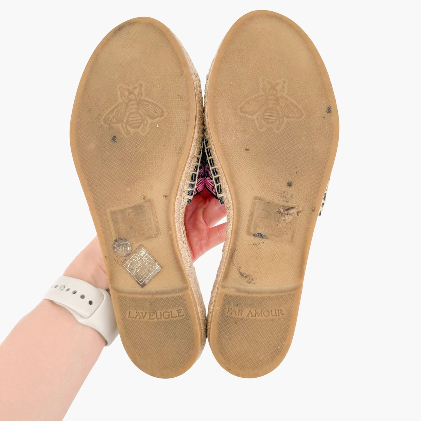 Gucci GG Espadrille Mule Sandals in Pink GG Canvas Size 37.5