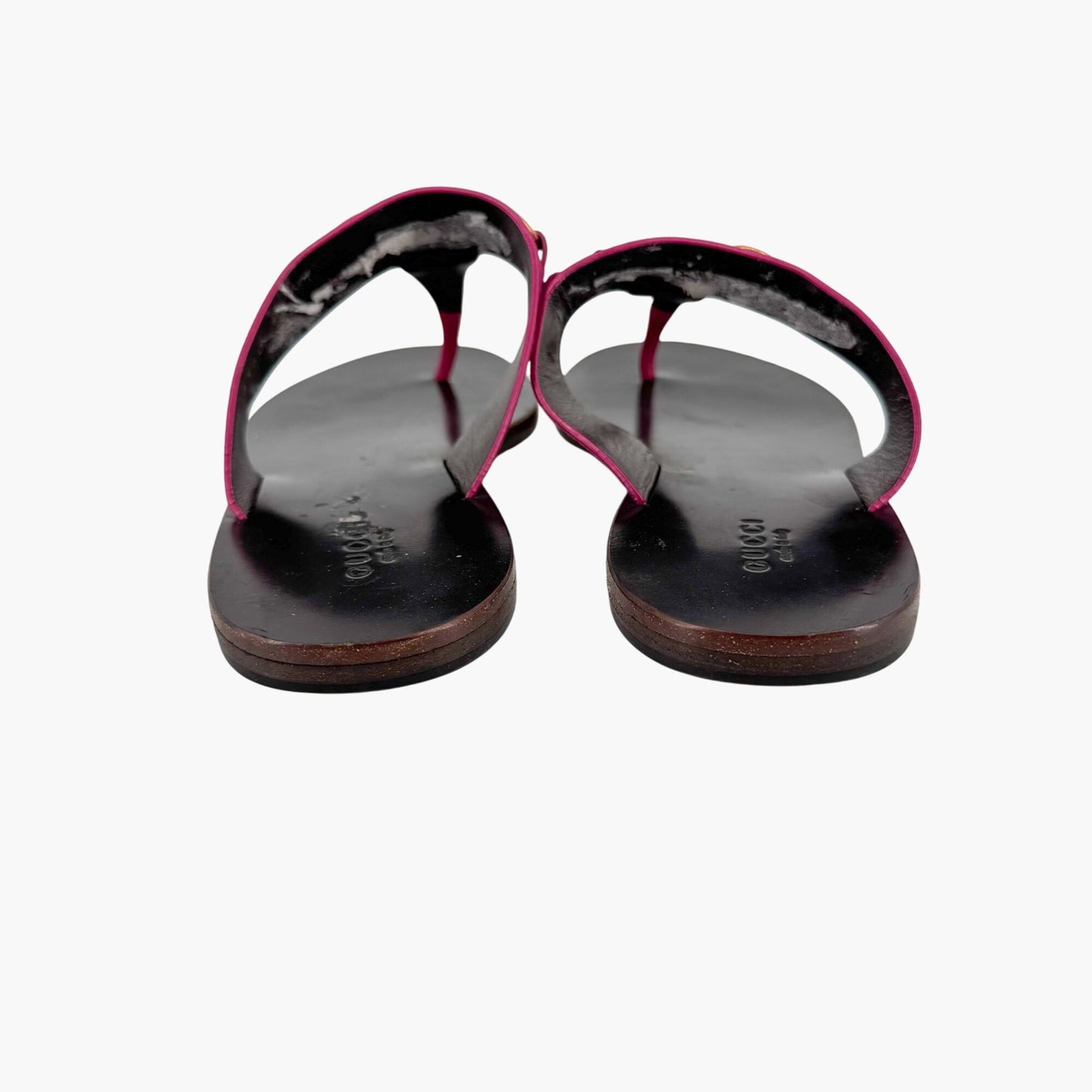 Gucci Horsebit T-Strap Thong Sandals in Fuchsia Pink Suede – Size 38