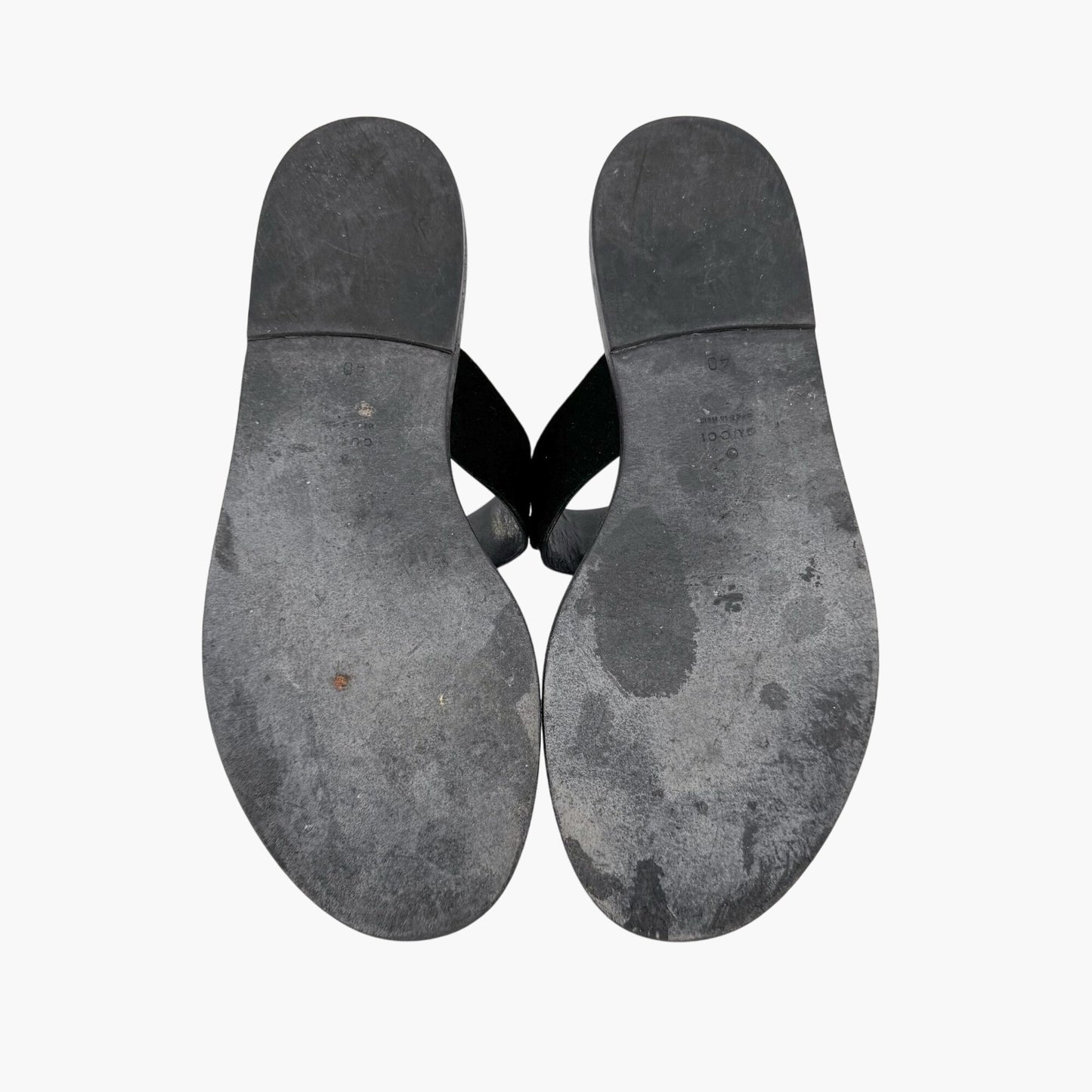 Gucci Horsebit T-Strap Flat Sandals in Black Suede – Size 40
