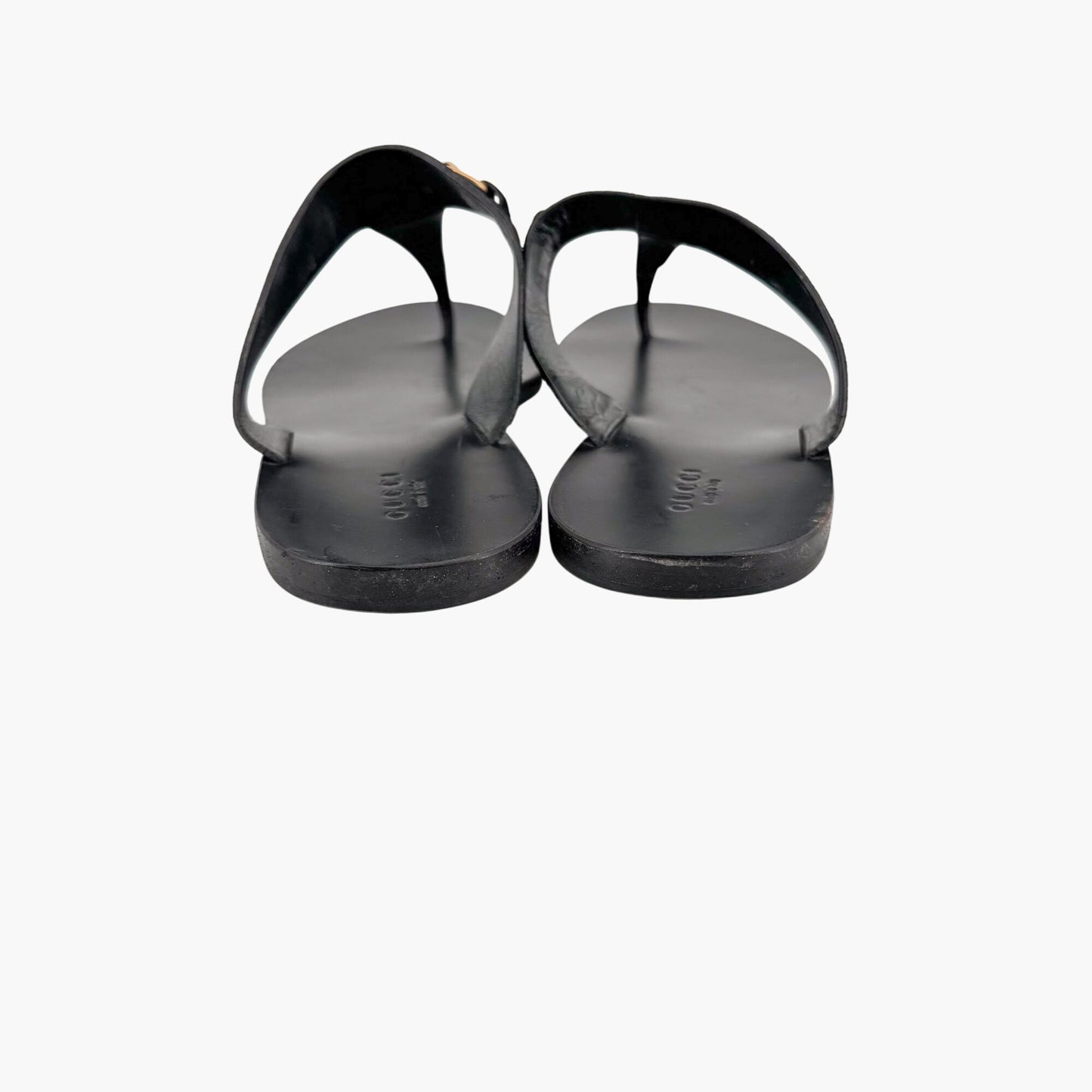 Gucci Horsebit T-Strap Flat Sandals in Black Suede – Size 40