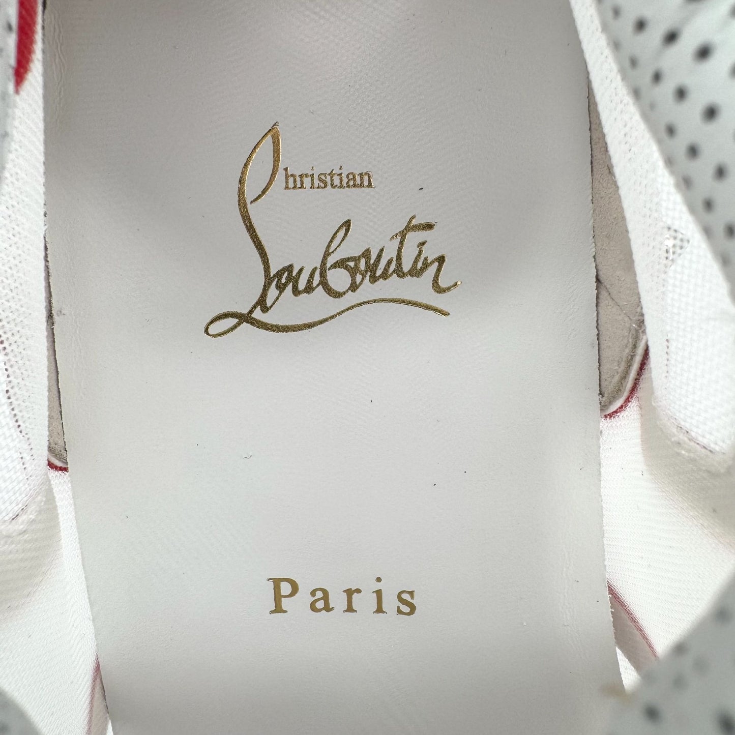 Christian Louboutin White Red Sharkina Mesh Sneakers Size 38.5