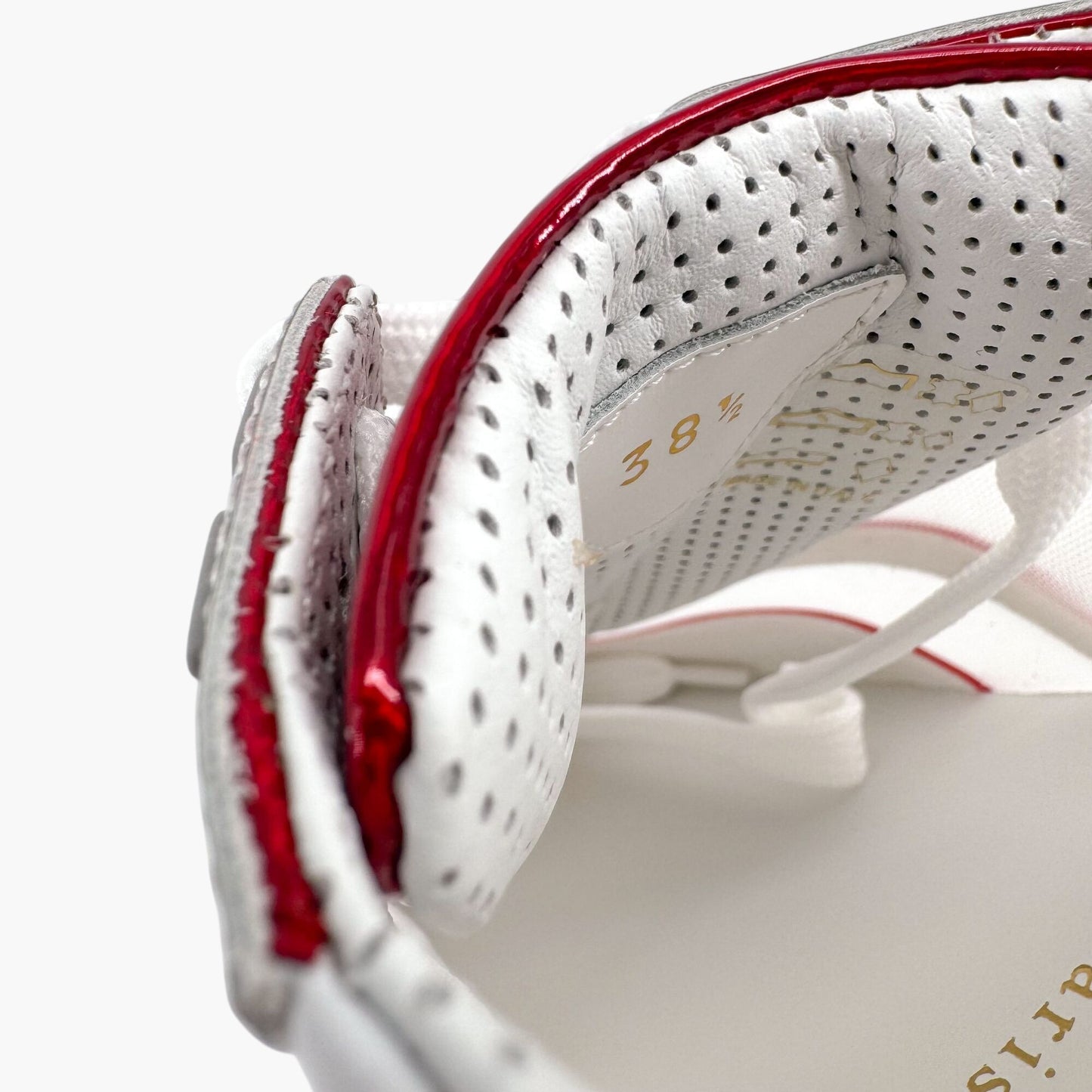 Christian Louboutin White Red Sharkina Mesh Sneakers Size 38.5