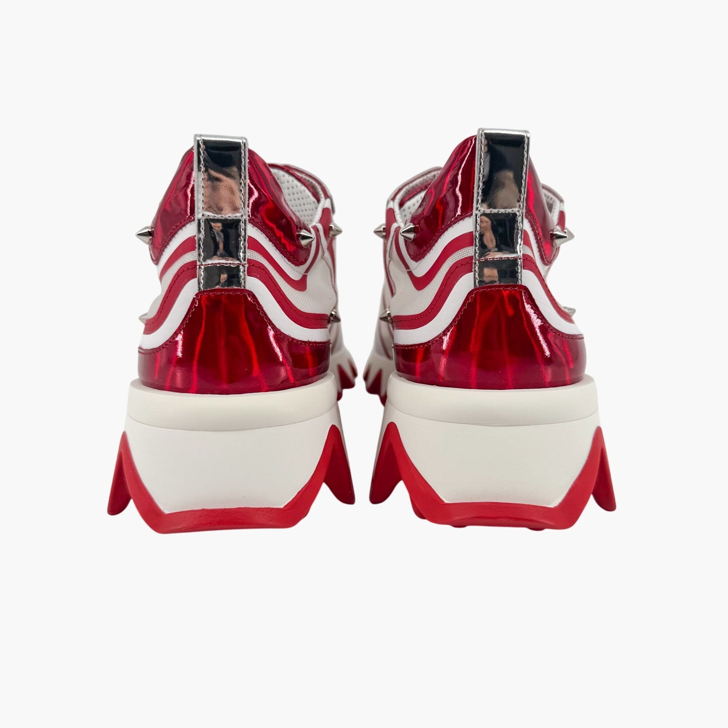 Christian Louboutin White Red Sharkina Mesh Sneakers Size 38.5