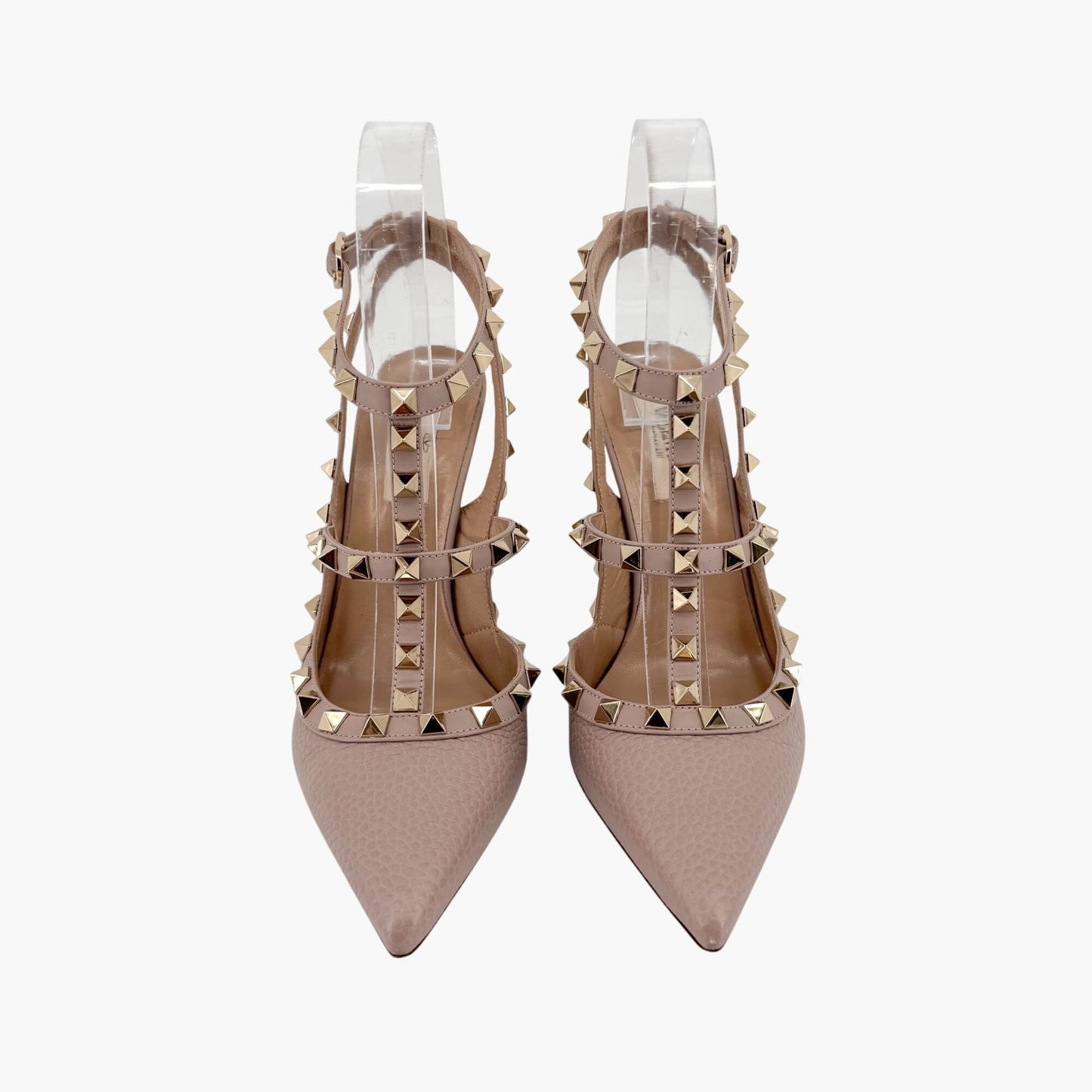 Valentino Rockstud 100mm Caged Pumps in Beige Leather – Size 37.5