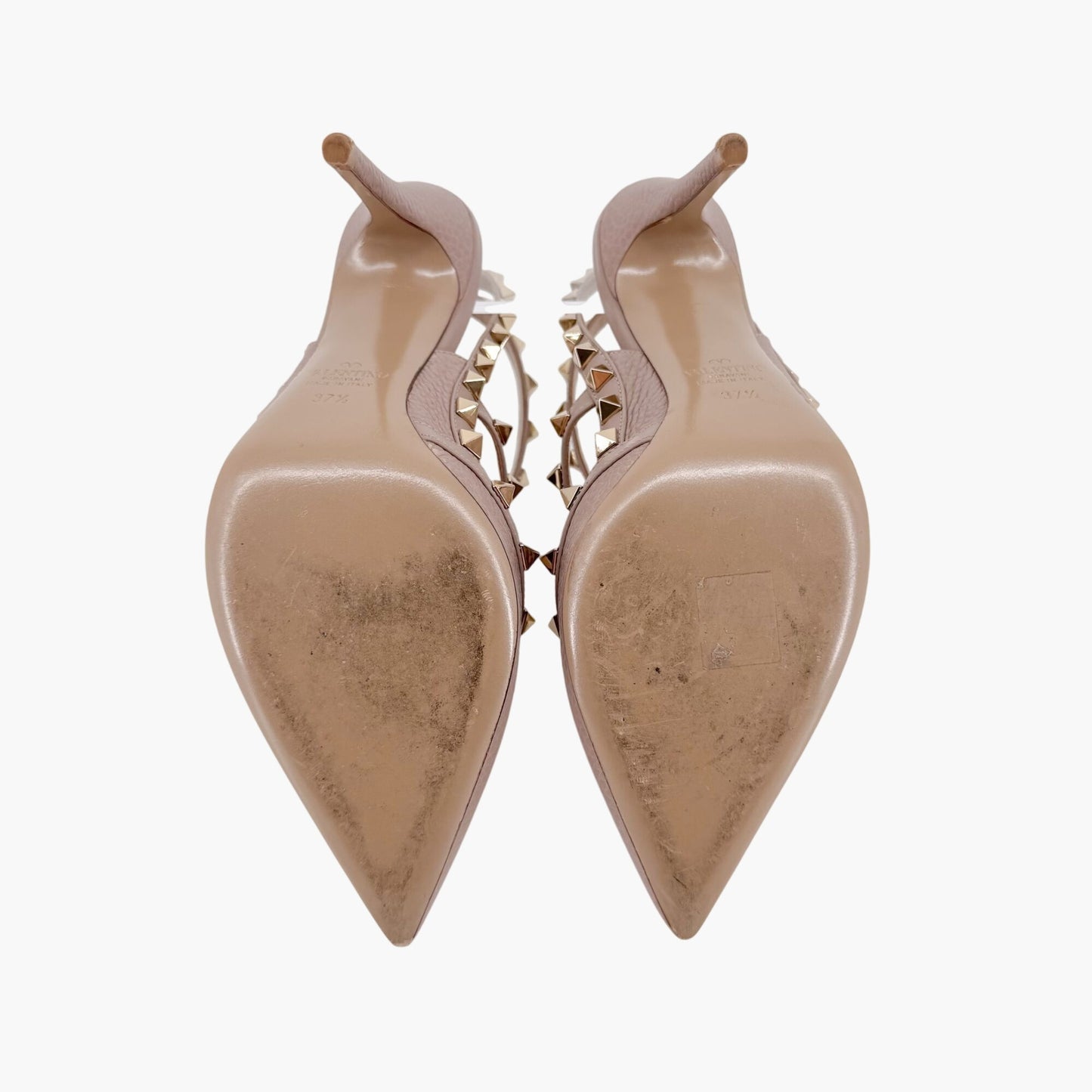 Valentino Rockstud 100mm Caged Pumps in Beige Leather – Size 37.5