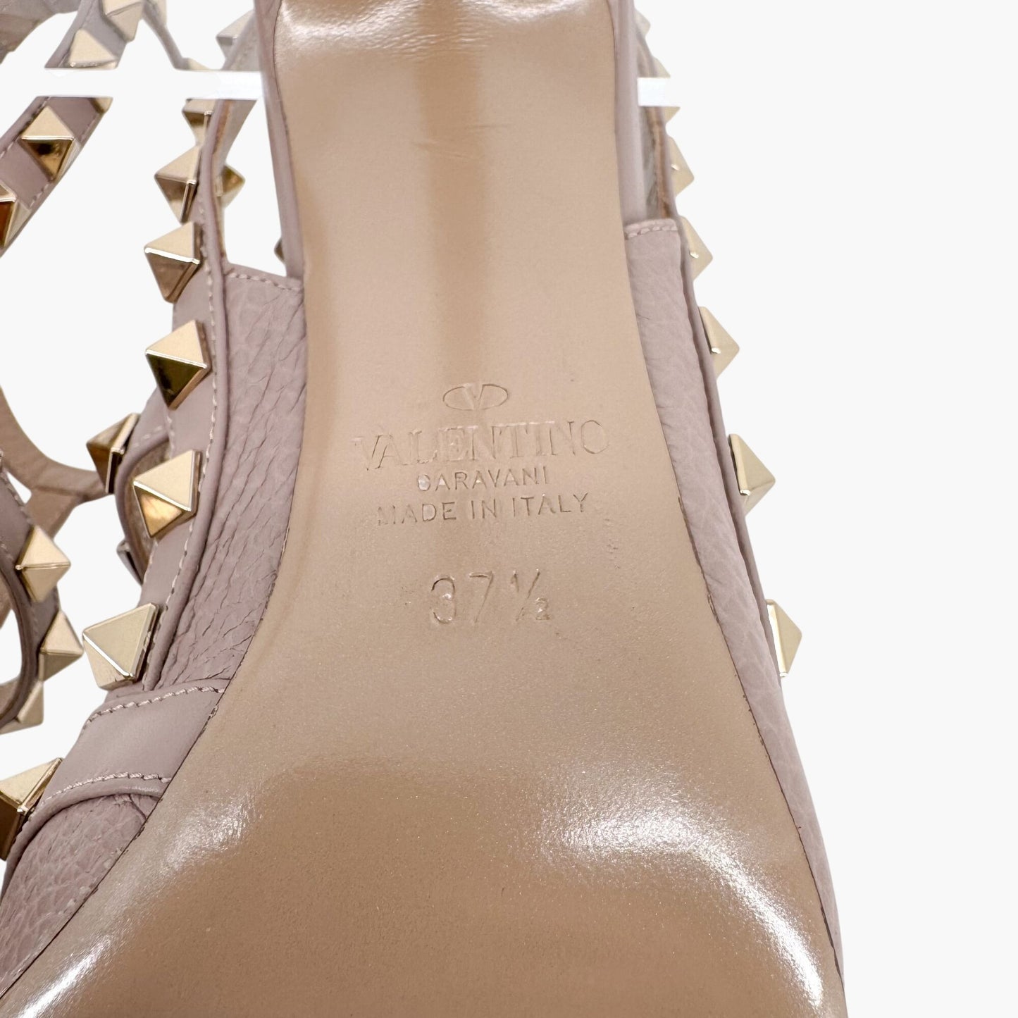 Valentino Rockstud 100mm Caged Pumps in Beige Leather – Size 37.5