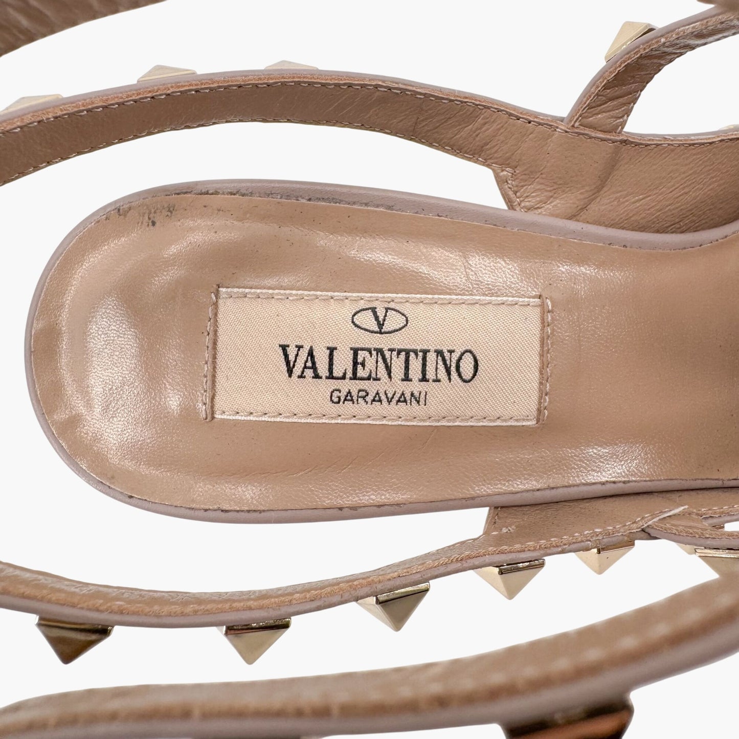 Valentino Rockstud 100mm Caged Pumps in Beige Leather – Size 37.5