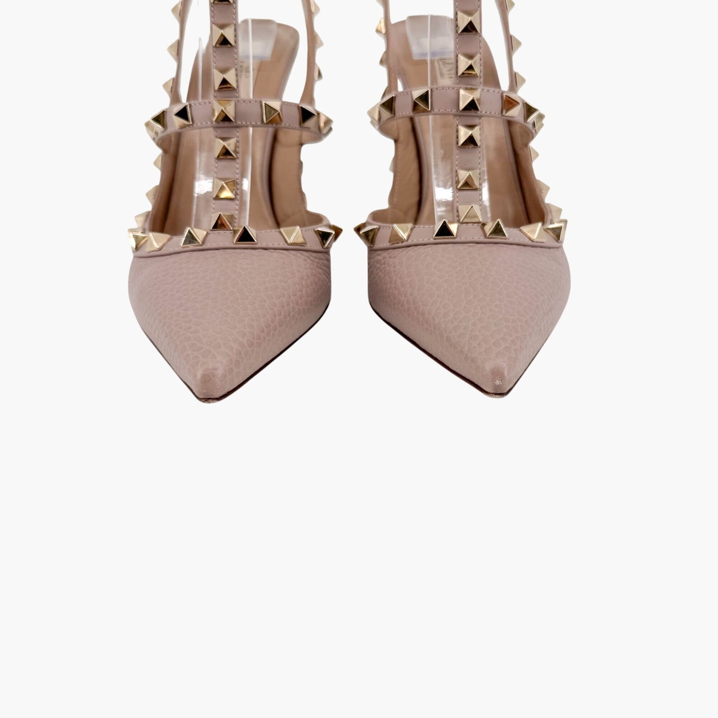 Valentino Rockstud 100mm Caged Pumps in Beige Leather – Size 37.5