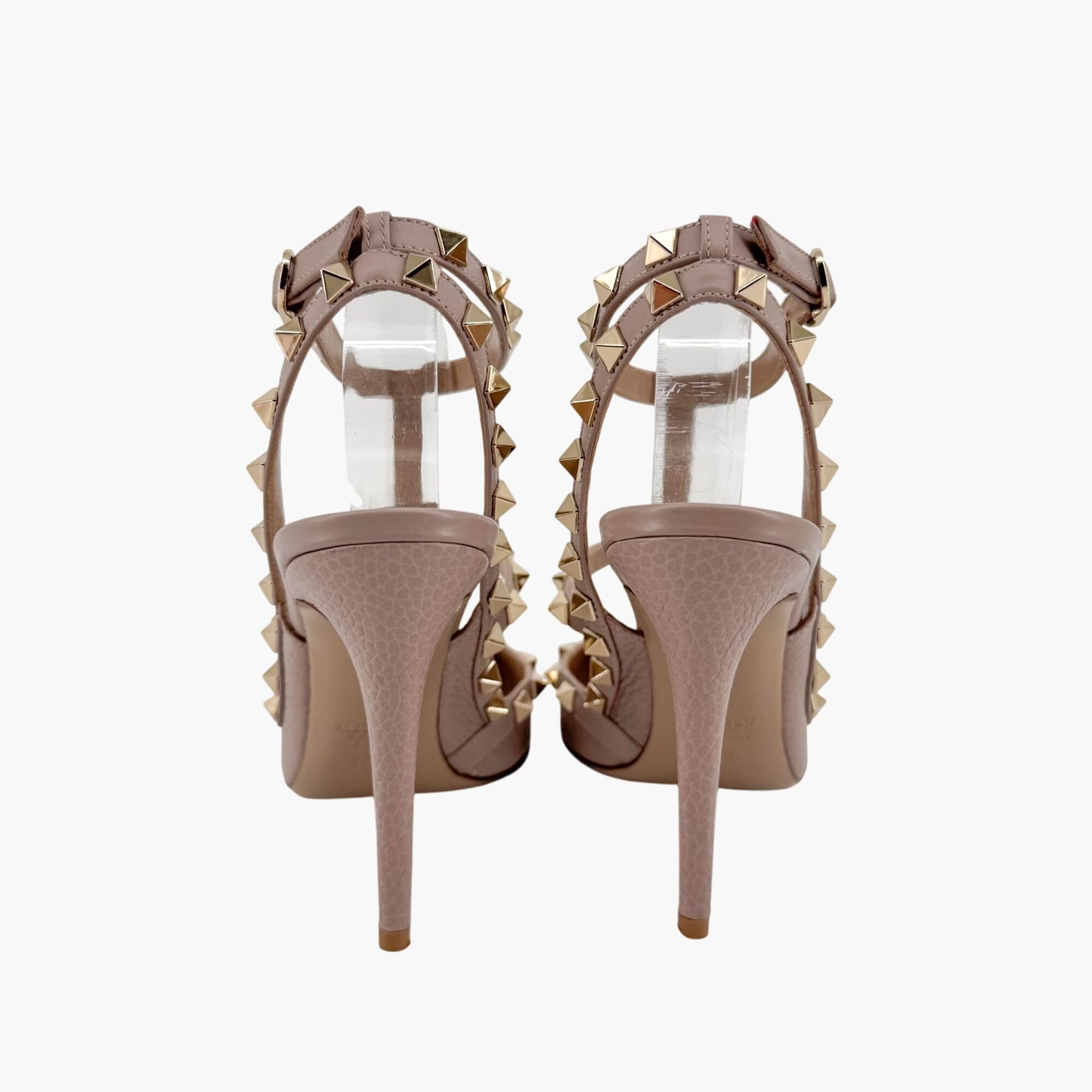 Valentino Rockstud 100mm Caged Pumps in Beige Leather – Size 37.5
