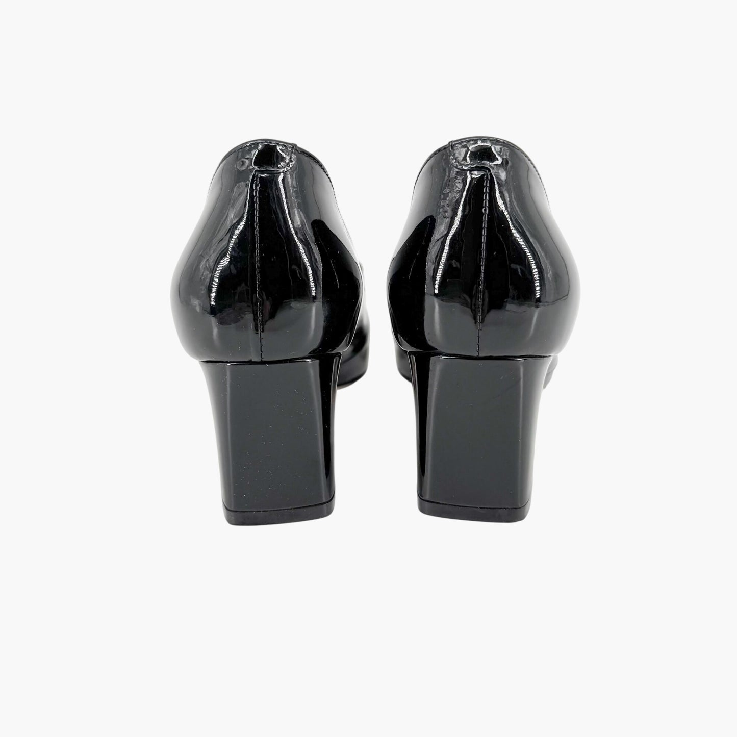 Gucci Victoire GG Block Heel Pumps in Black Patent Leather Size 39.5