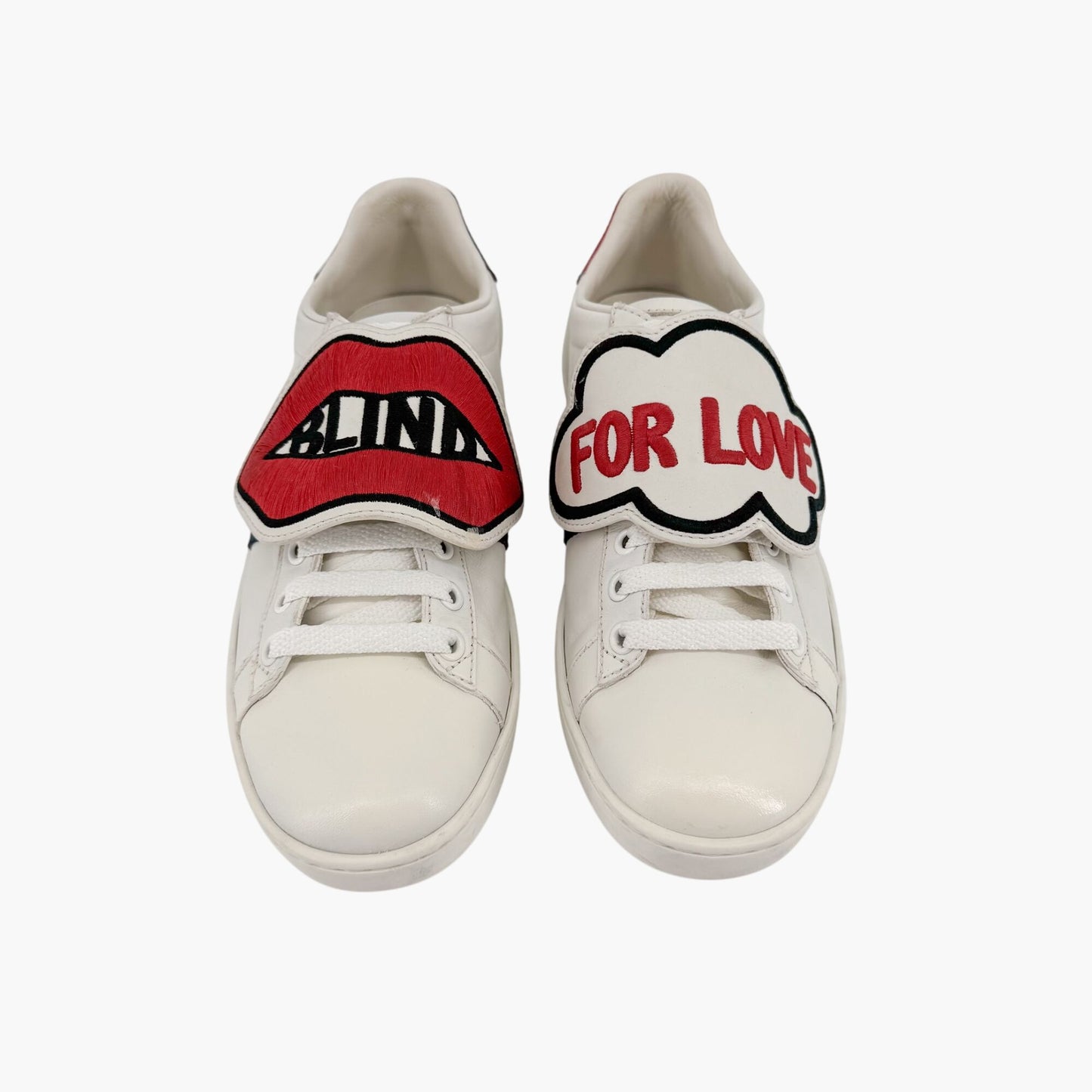 Gucci Blind for Love Ace Sneakers in White Leather Size 37