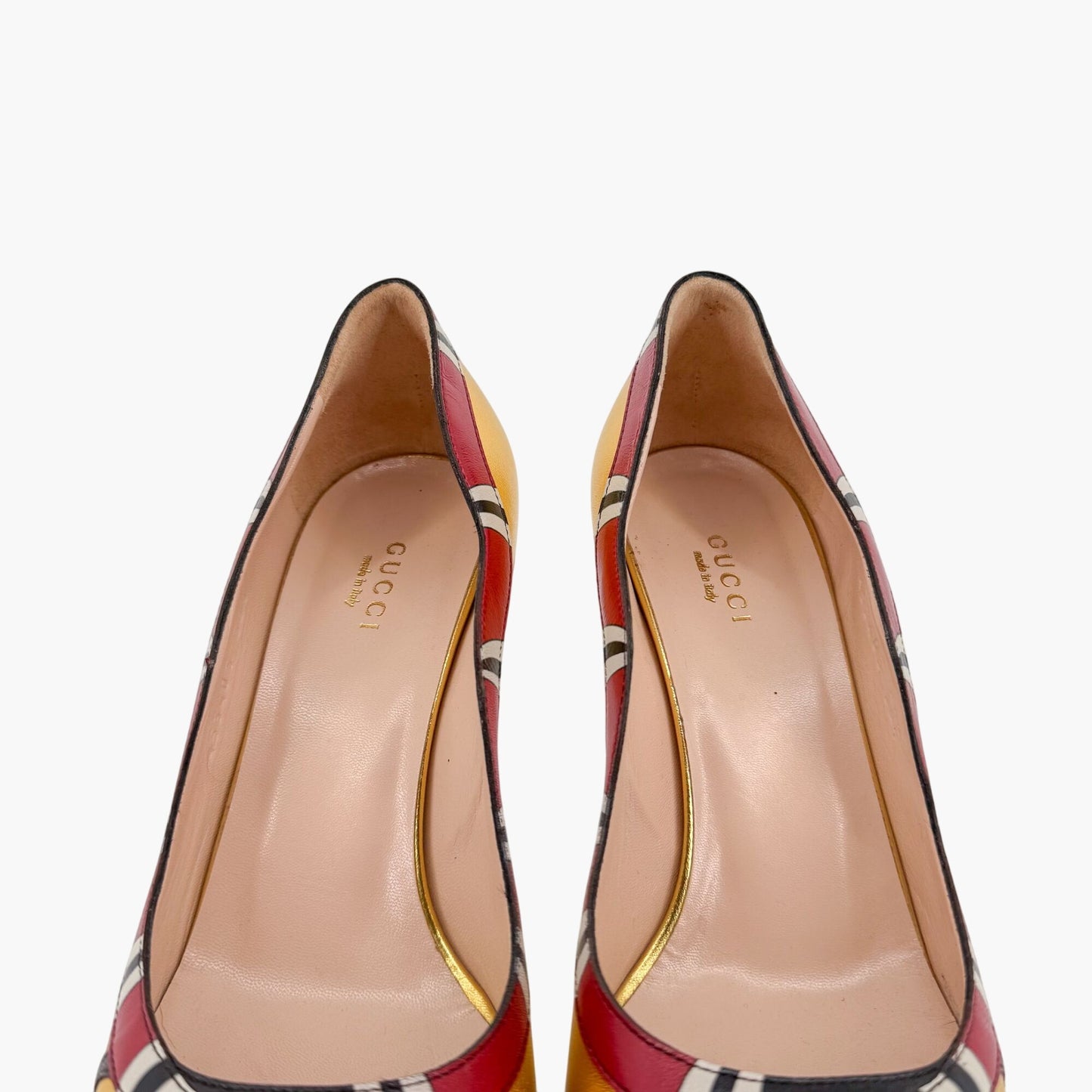 Gucci Yoko Snake Metallic Gold Leather Stiletto Pumps – Size 38.5