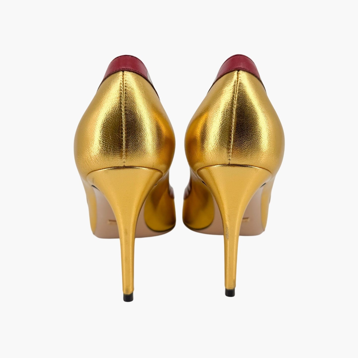 Gucci Yoko Snake Metallic Gold Leather Stiletto Pumps – Size 38.5
