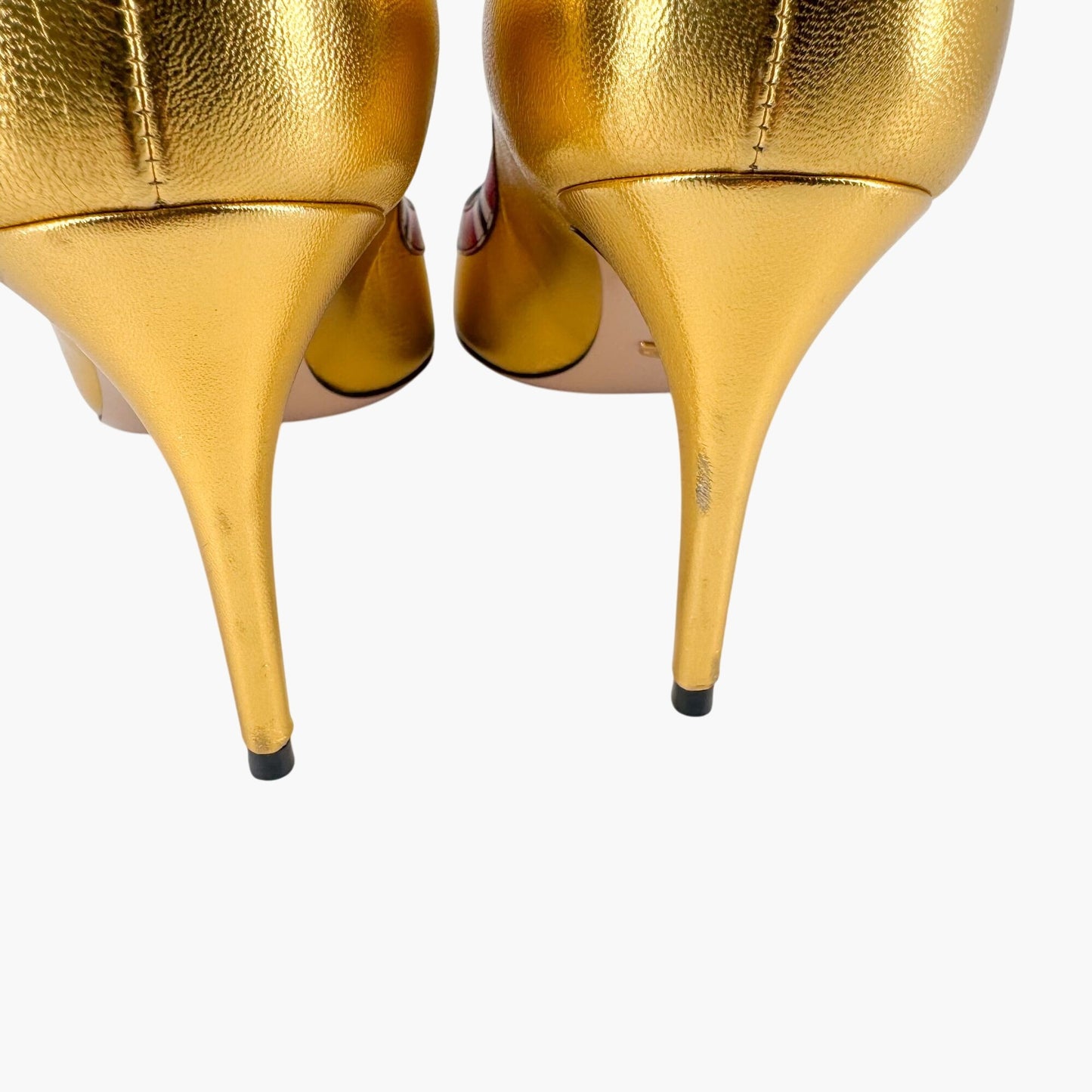 Gucci Yoko Snake Metallic Gold Leather Stiletto Pumps – Size 38.5