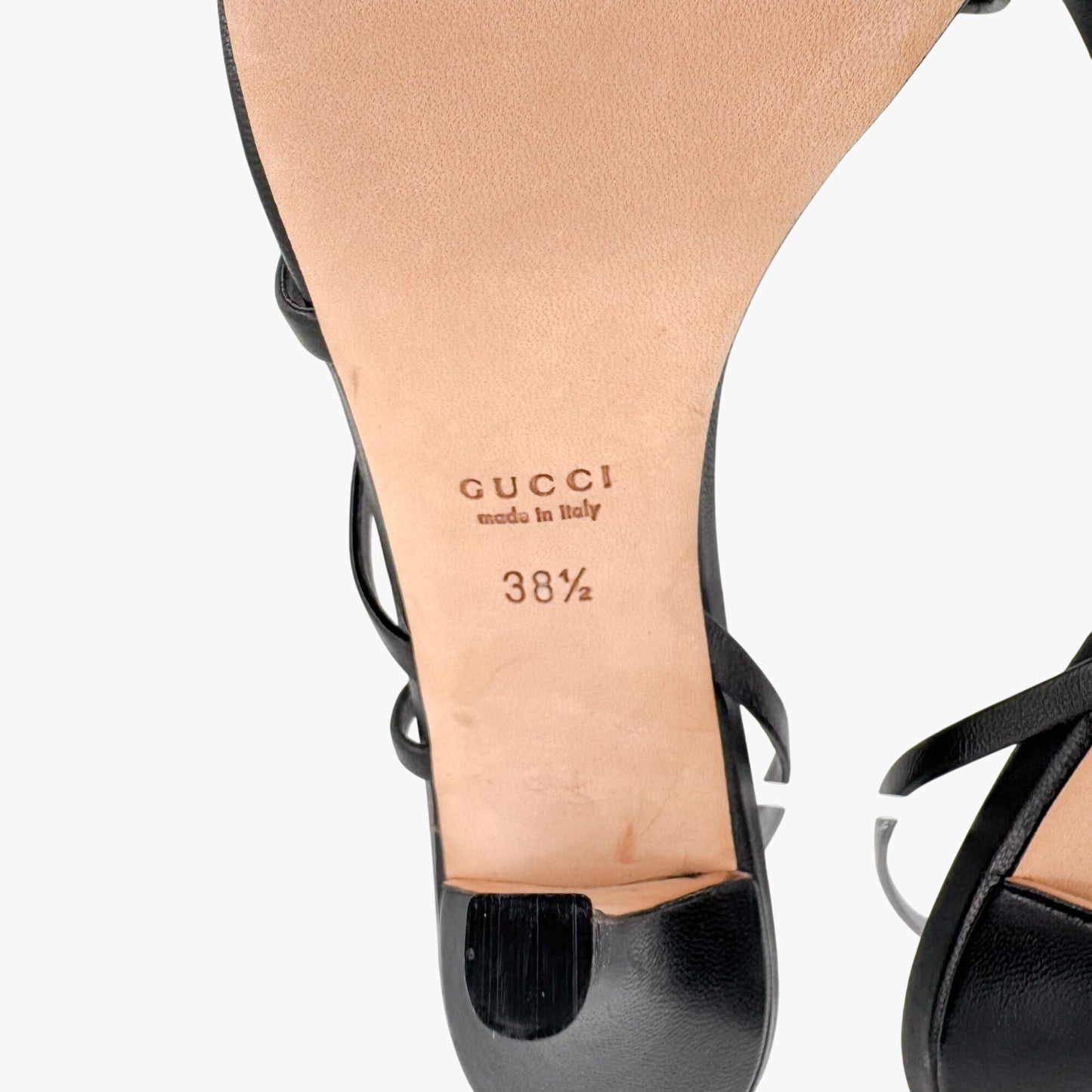 Gucci Strappy Interlocking G Sandals in Black Leather Size 38.5