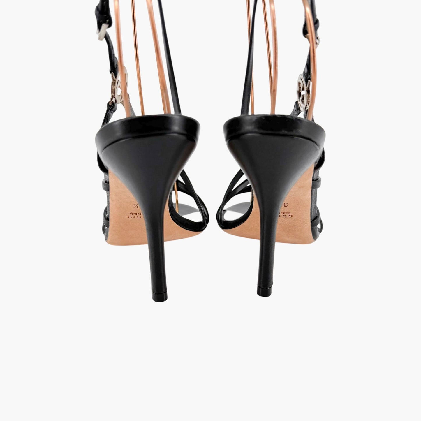Gucci Strappy Interlocking G Sandals in Black Leather Size 38.5