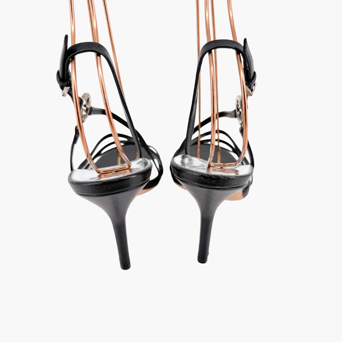 Gucci Strappy Interlocking G Sandals in Black Leather Size 38.5